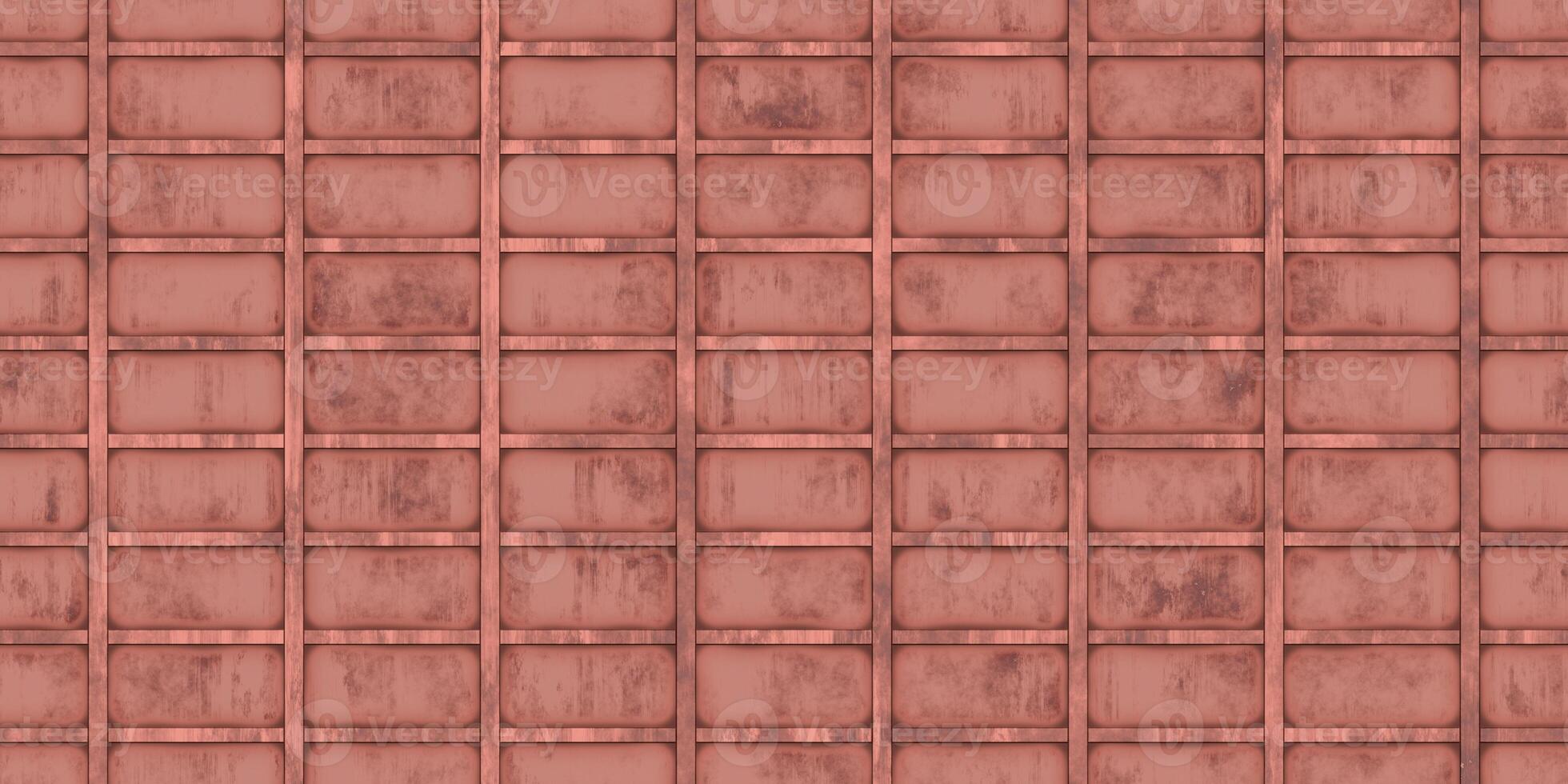 Red crimp fence wall background. Ribbed metallic surface. Wavy iron wall pattern. Fluted metal fencing backdrop. Corrugated metal texture. photo