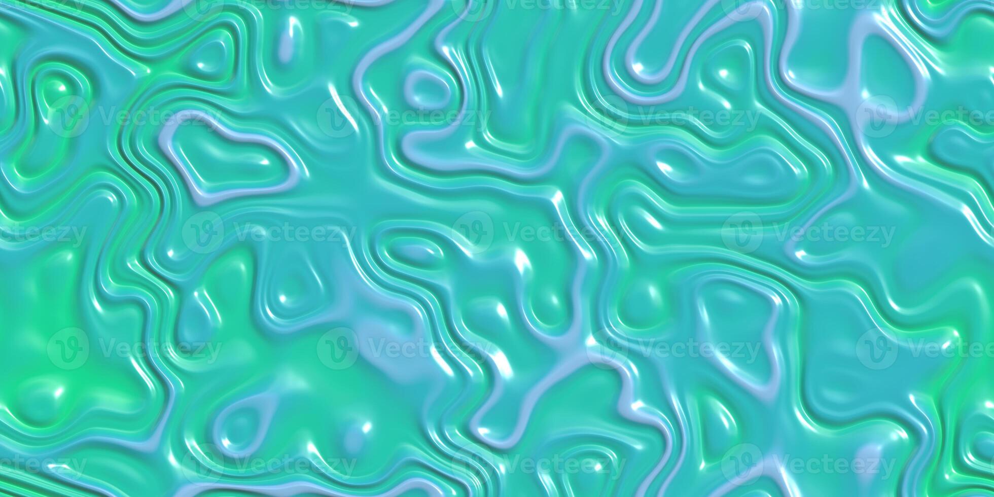 Fluid green blue twist dynamic cream texture. Flowing colored abstract design backdrop. Creamy bent flower gel surface. Liquid curves motion background. photo