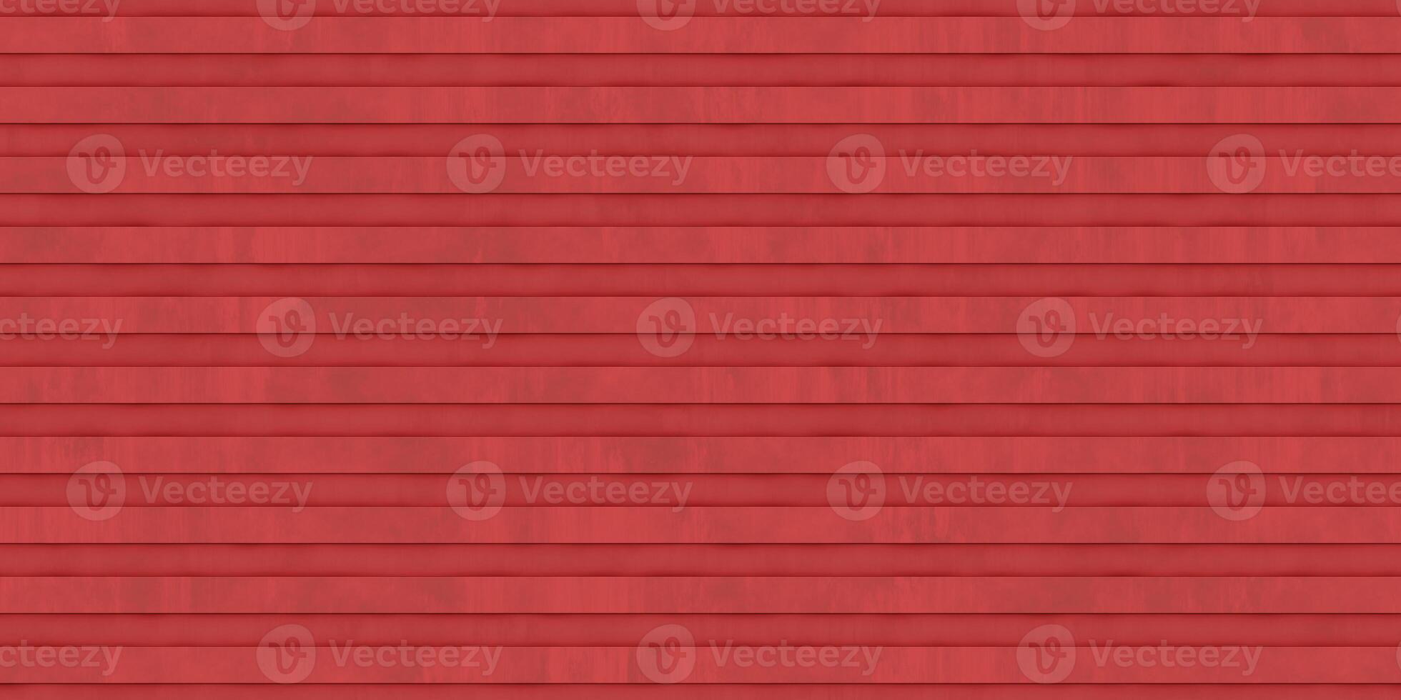 Red crimp fence background. Ribbed metallic surface. Wavy iron wall pattern. Fluted metal fencing backdrop. Corrugated metal texture. photo