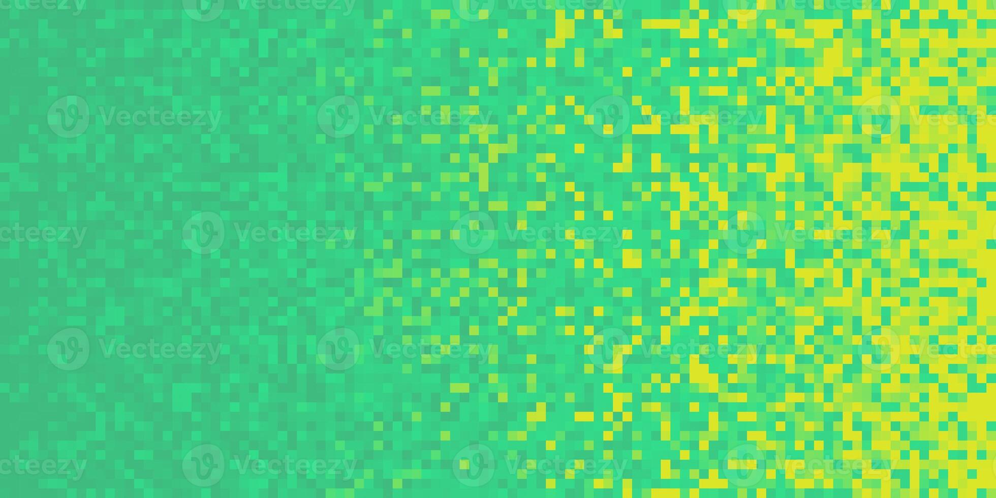 Turquoise Yellow Pixilated Gradient Background. Mosaic Pixel Art Texture. Horizontal Pixel Gradient Backdrop. photo