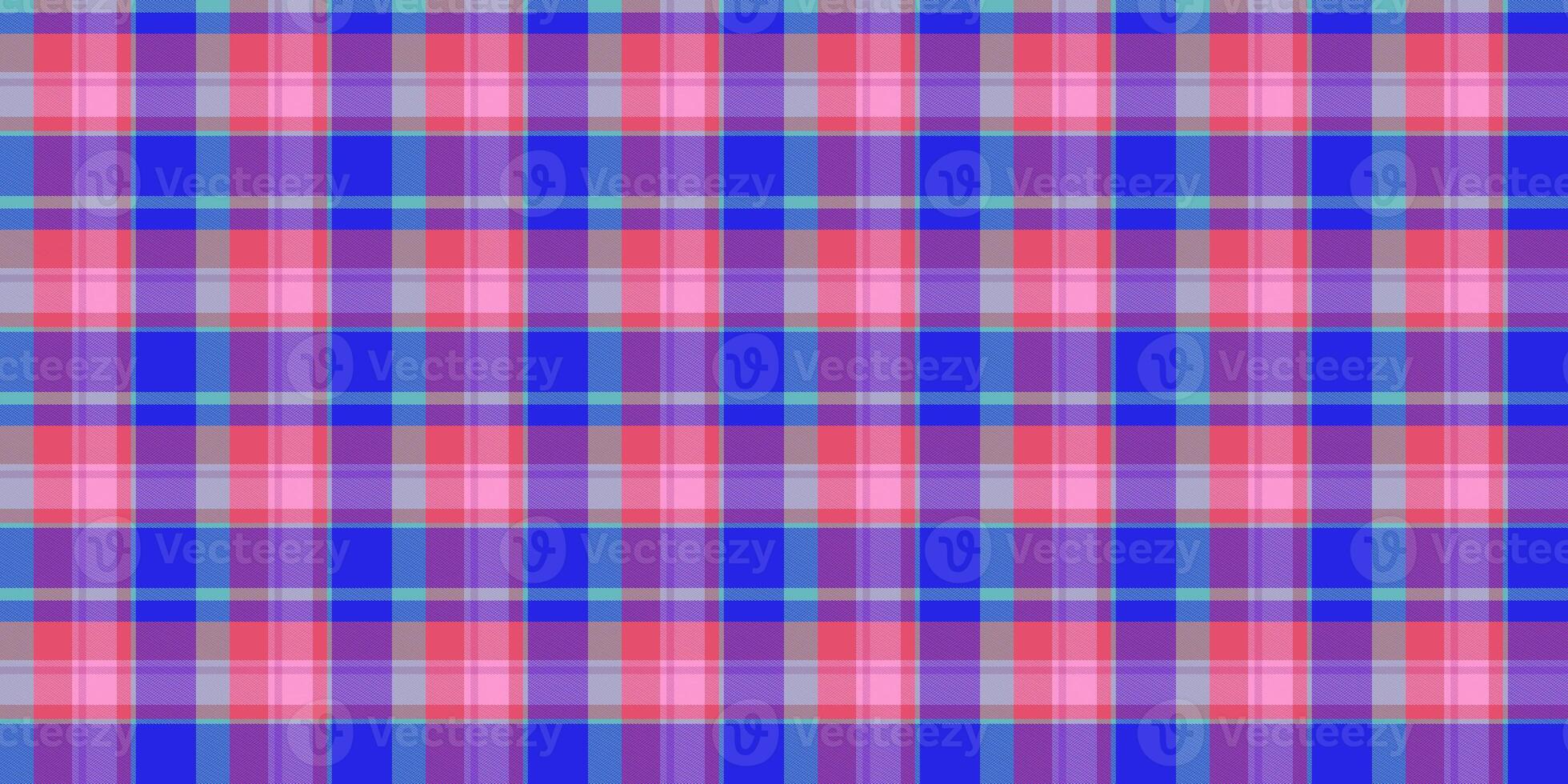 Pink Blue Seamless Scottish Tartan Background Texture photo