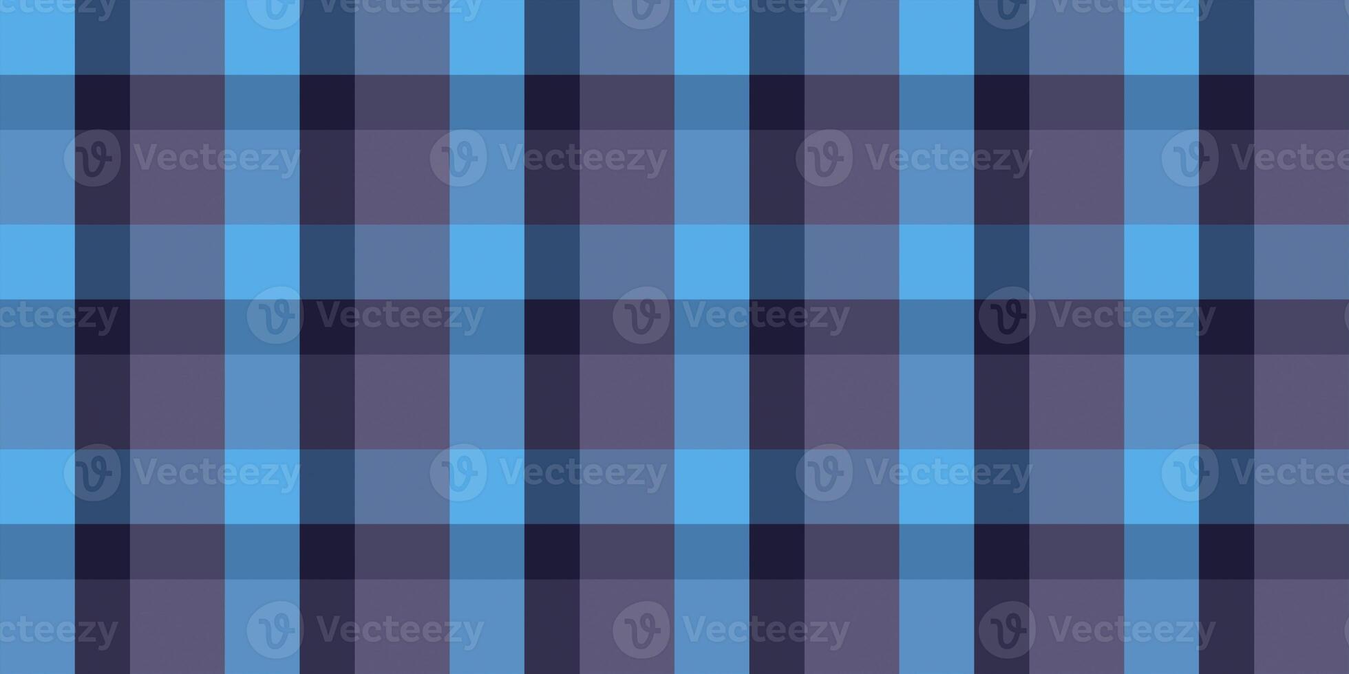 Blue lilac woolen cotton wear textile background. Seamless flannel texture. Fustian clothes fabric surface pattern. Checkered material backdrop. photo