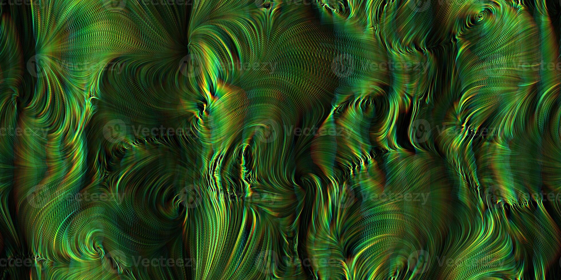 Dark green mystic twirls. Seamless enigmatic dynamic flourishes background texture. photo