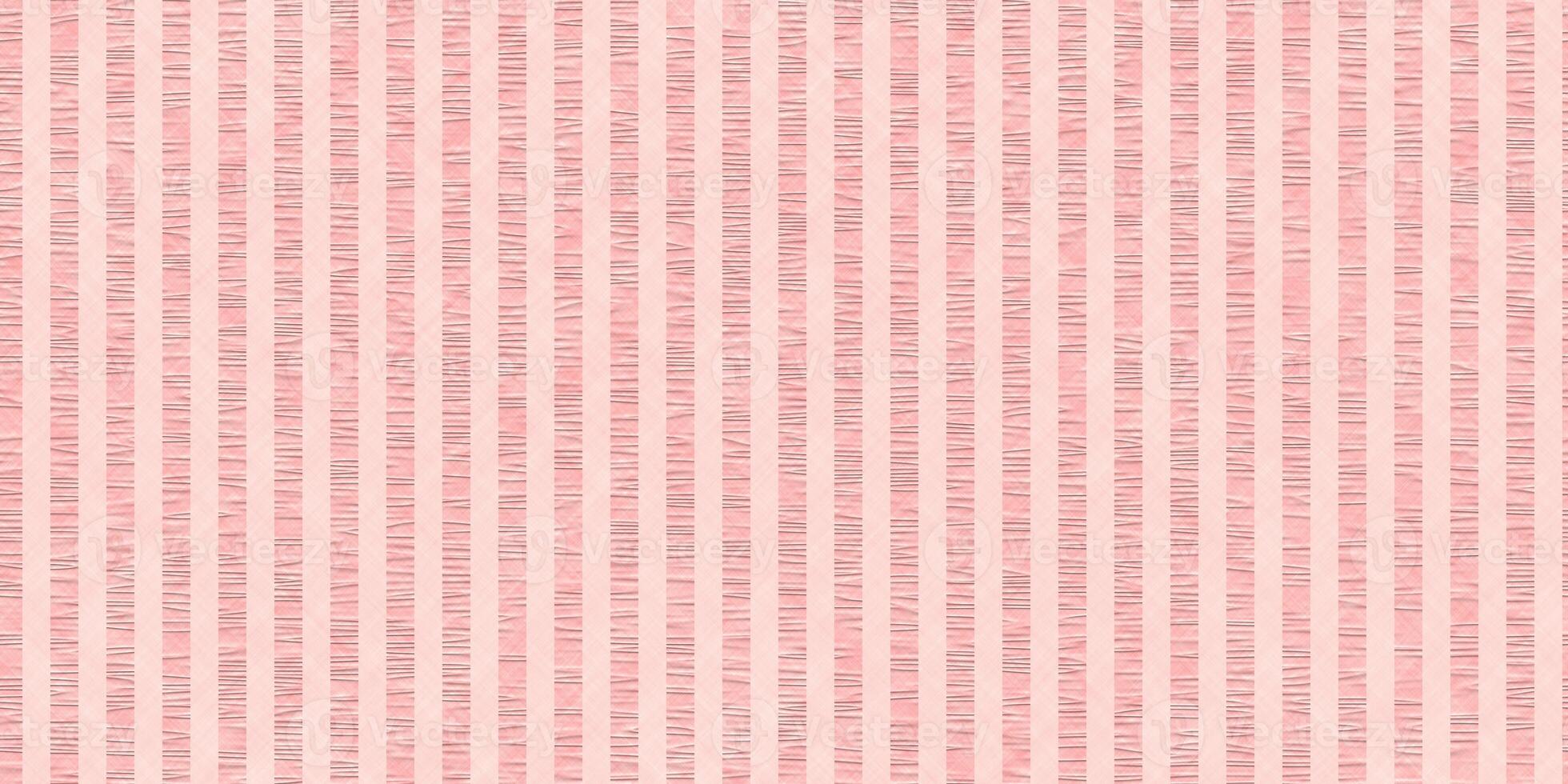 Rose pressed textile background. Seamless seersucker texture. Wrinkled striped fabric backdrop. photo