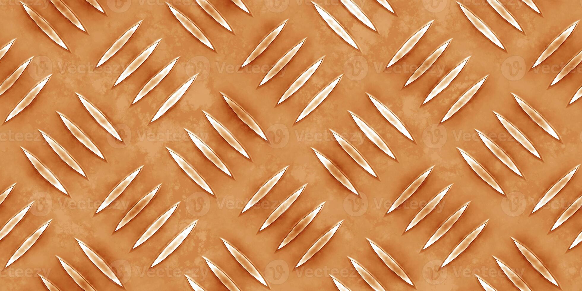 Seamless Bronze Surface. Bronzed Diamond Floor Texture. photo