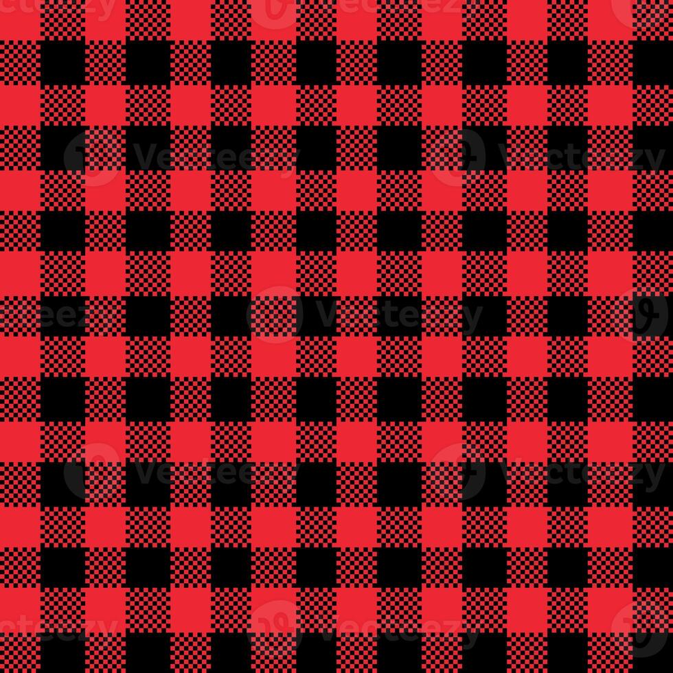 Gingham Pattern. Seamless red black plain check pattern. Good for blankets, wraps, packages, dresses, skirts, napkins. photo