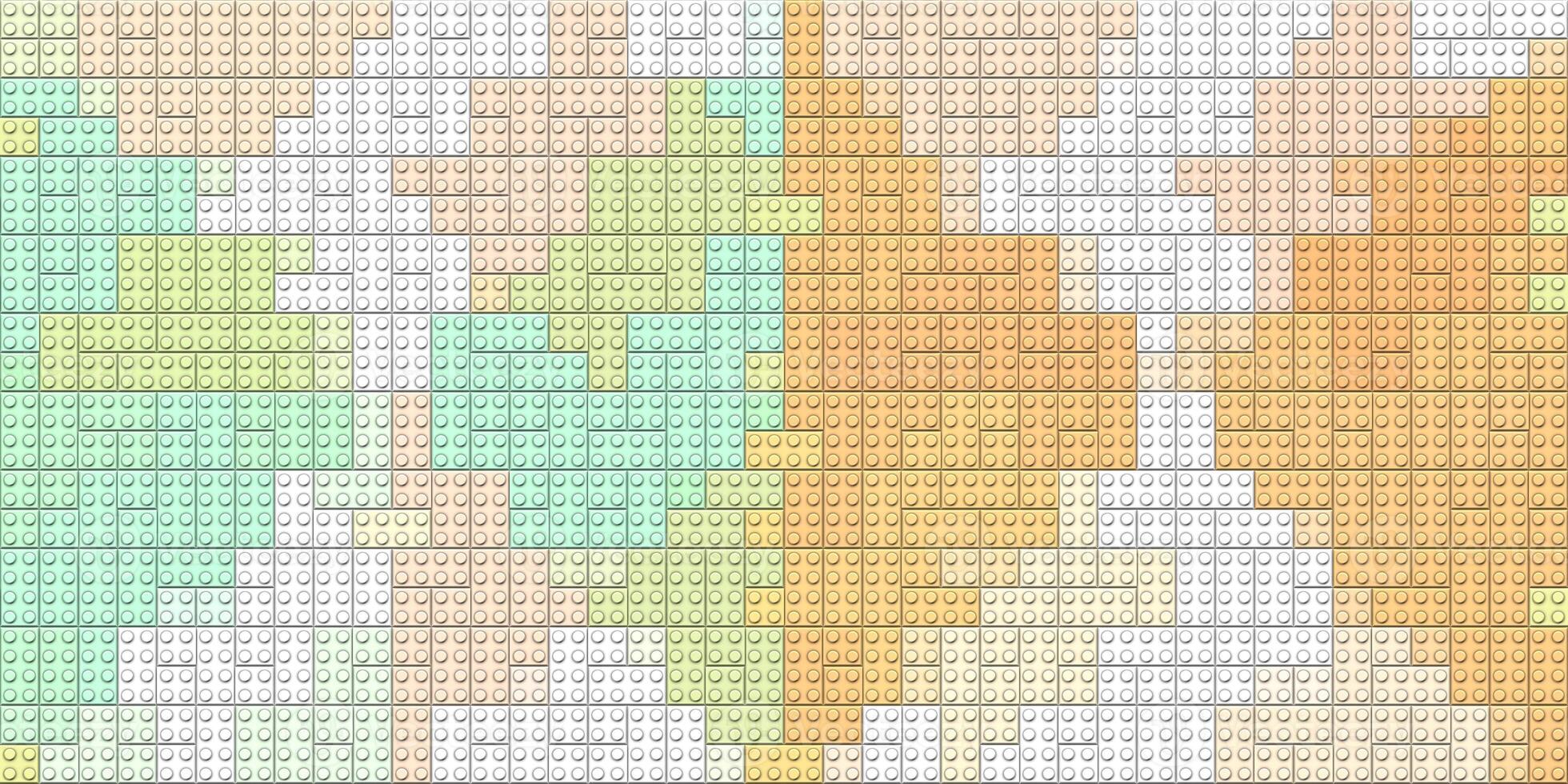Orange beige white colored plastic pieces backdrop. Colorful brick block toys pattern. Happy creative child puzzle surface design. Plastic building blocks background. Toy bricks texture. Like Lego. photo
