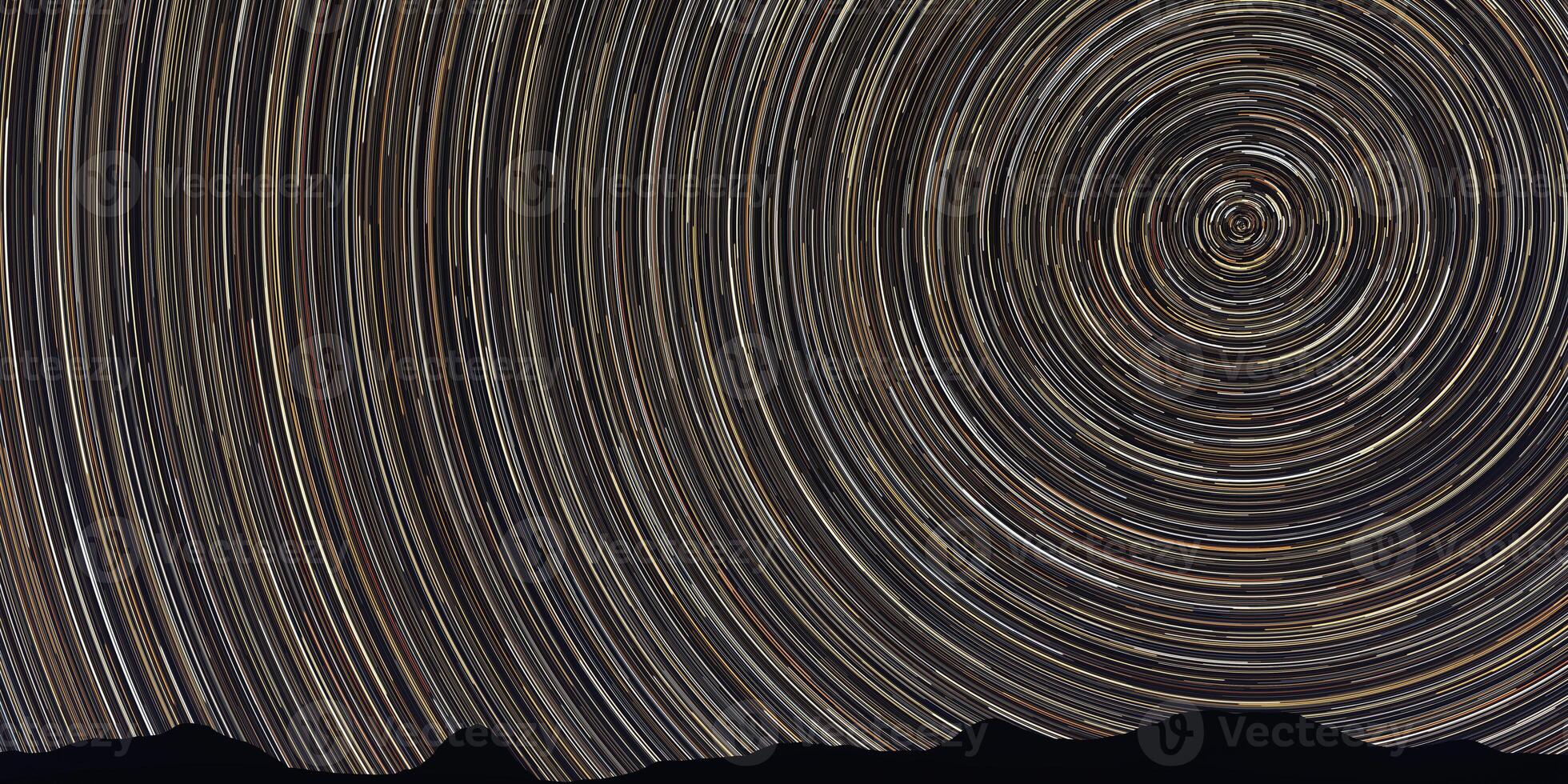 Stargazing mountains silhouette backdrop. Night stars twirling landscape pattern. Space swirling beautiful galaxy skyscape. Stargaze background. Night sky spinning stars trail texture. photo