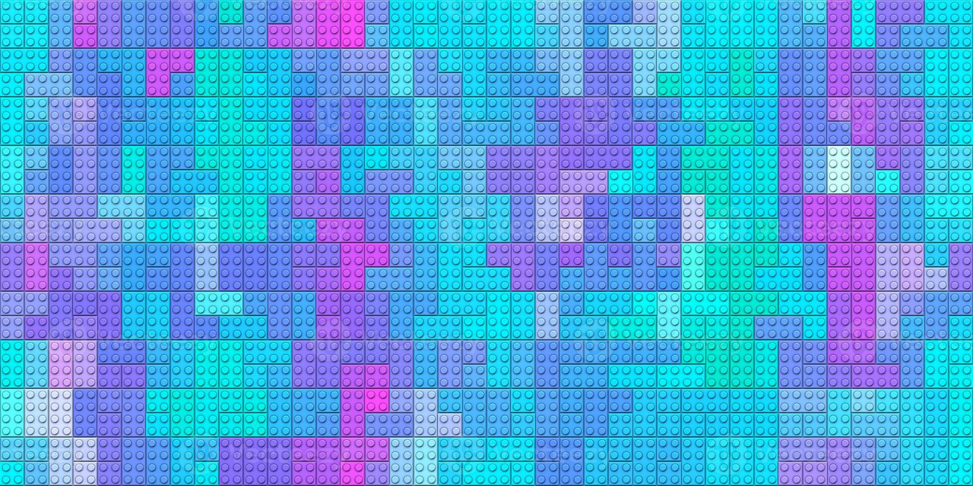 Blue purple pink toy bricks texture. Colored plastic pieces backdrop. Colorful brick block toys pattern. Happy creative child puzzle surface design. Plastic building blocks background. Like Lego. photo