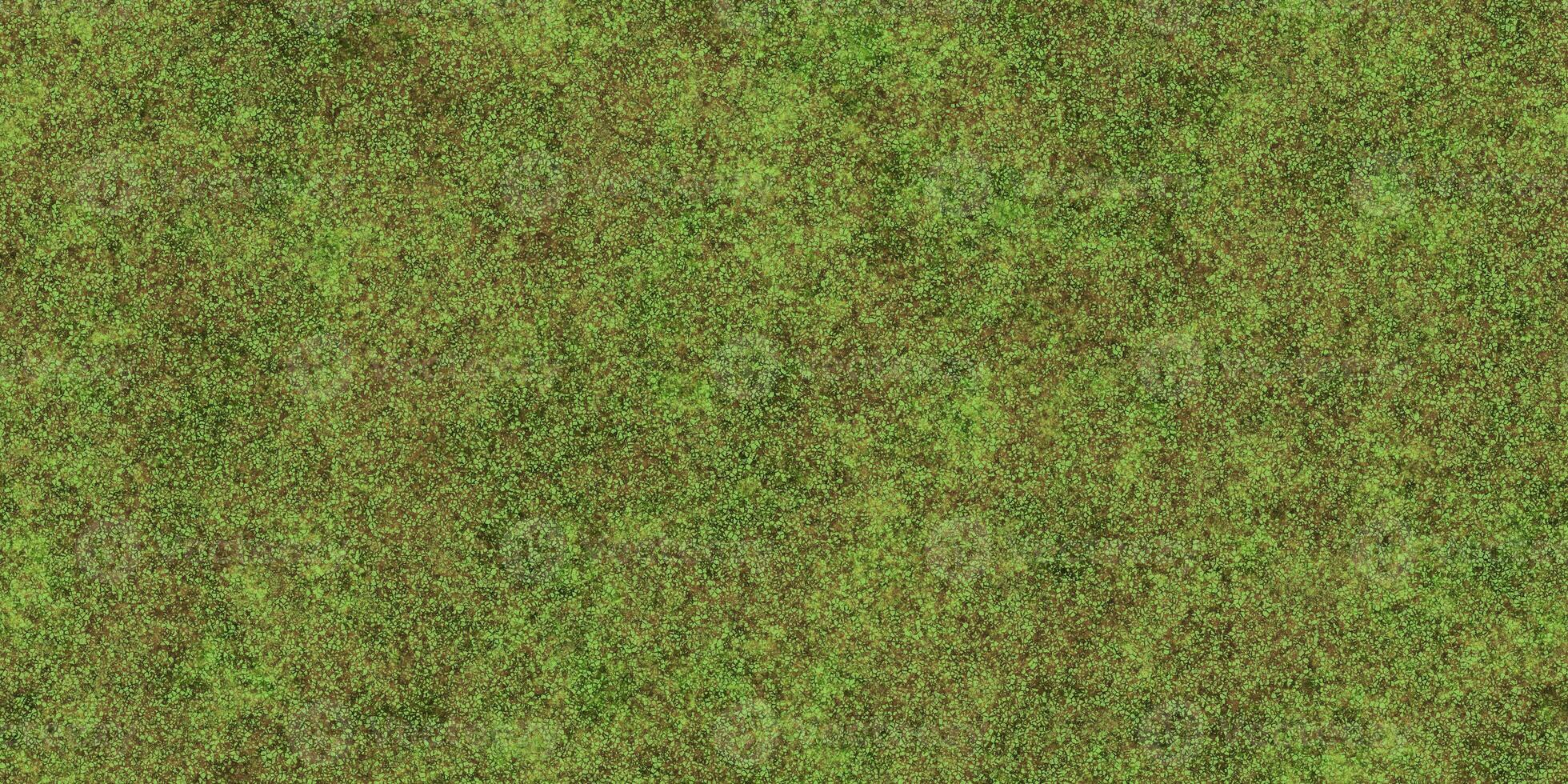Land with grass seamless background. Ecology terrain backdrop. Summer desert with mossy cracks surface. Hot grunge weather climate pattern. Grass texture. photo