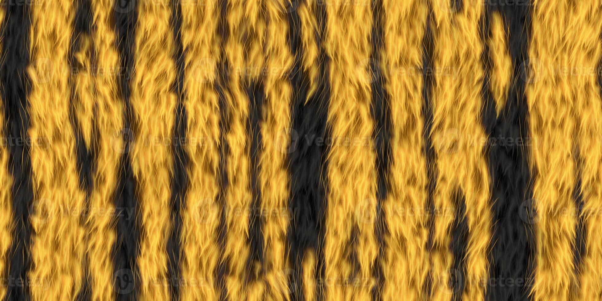 Striped yellow tiger warm surface. Hairy pattern. Furry backdrop. Wild animal design. Fuzzy fashion creative. Wool texture. Fur background. photo