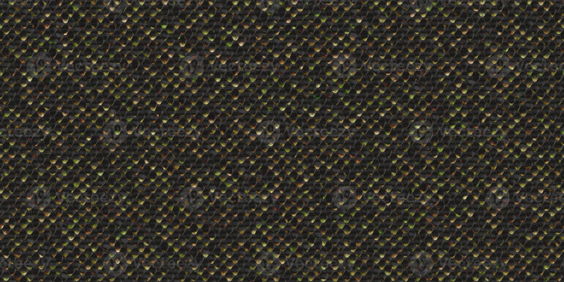 Black snake leather seamless textures. Reptile skin background. Reptilian scale pattern. Snakeskin surface. Dangerous wildlife backdrop. photo