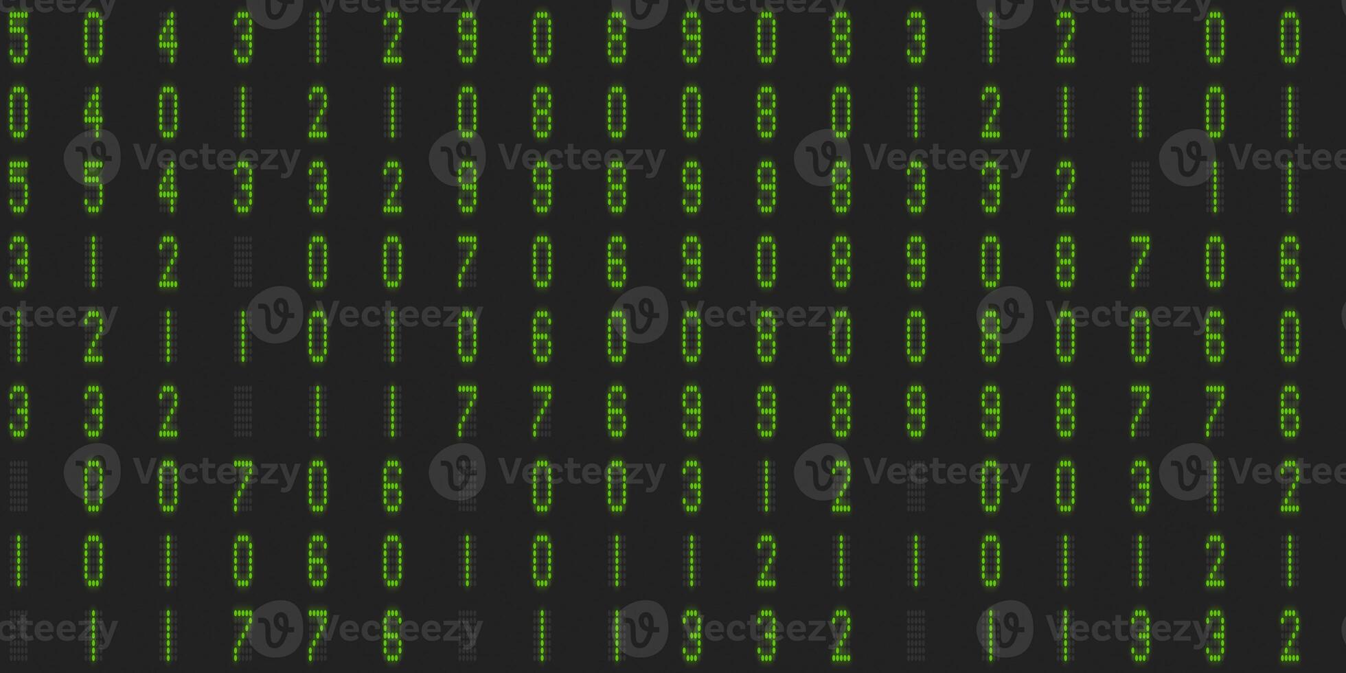 Green numeral tech design backdrop. Abstract display digit pattern. Electronic Numbers Background. Cyberspace texture. Numeric binary creative surface. photo