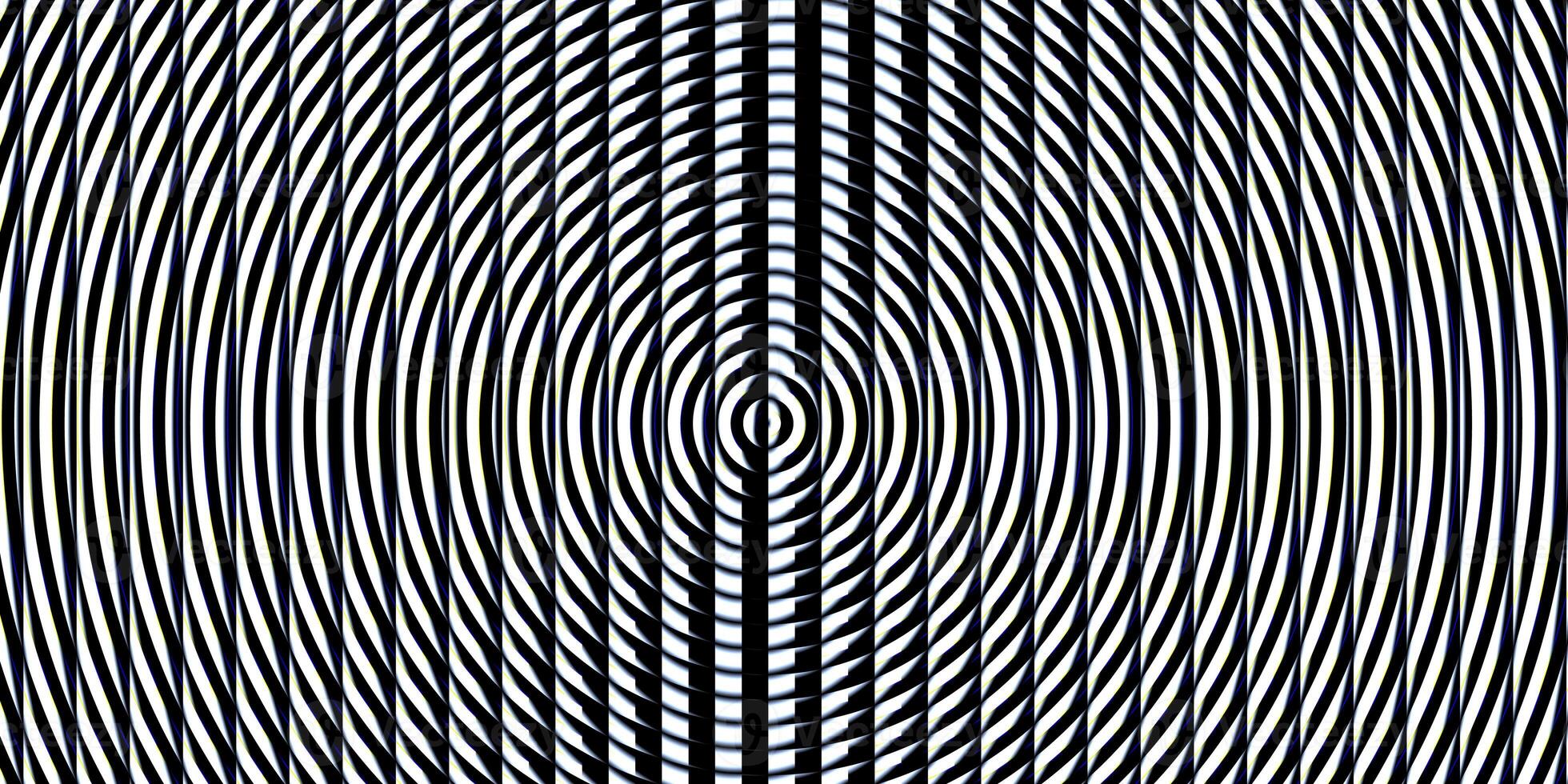 Striped black and white circles searchlight screen optical. Lamp flare glow. Fresnel lens pattern. Spotlight glass art texture. Projector lens background creative. photo