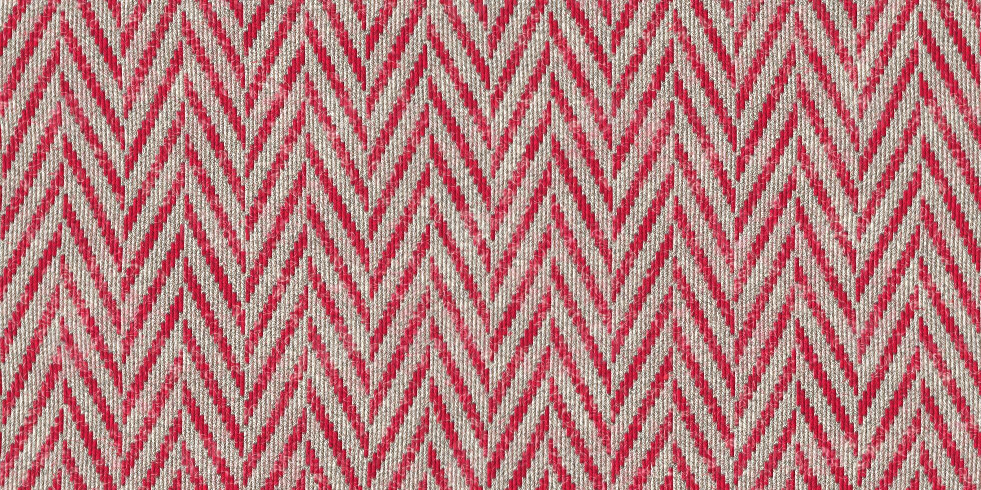 Red tweeds clothes fabric surface pattern. Woolen material backdrop. Wool tweed wear textile background. Seamless tweed texture. photo
