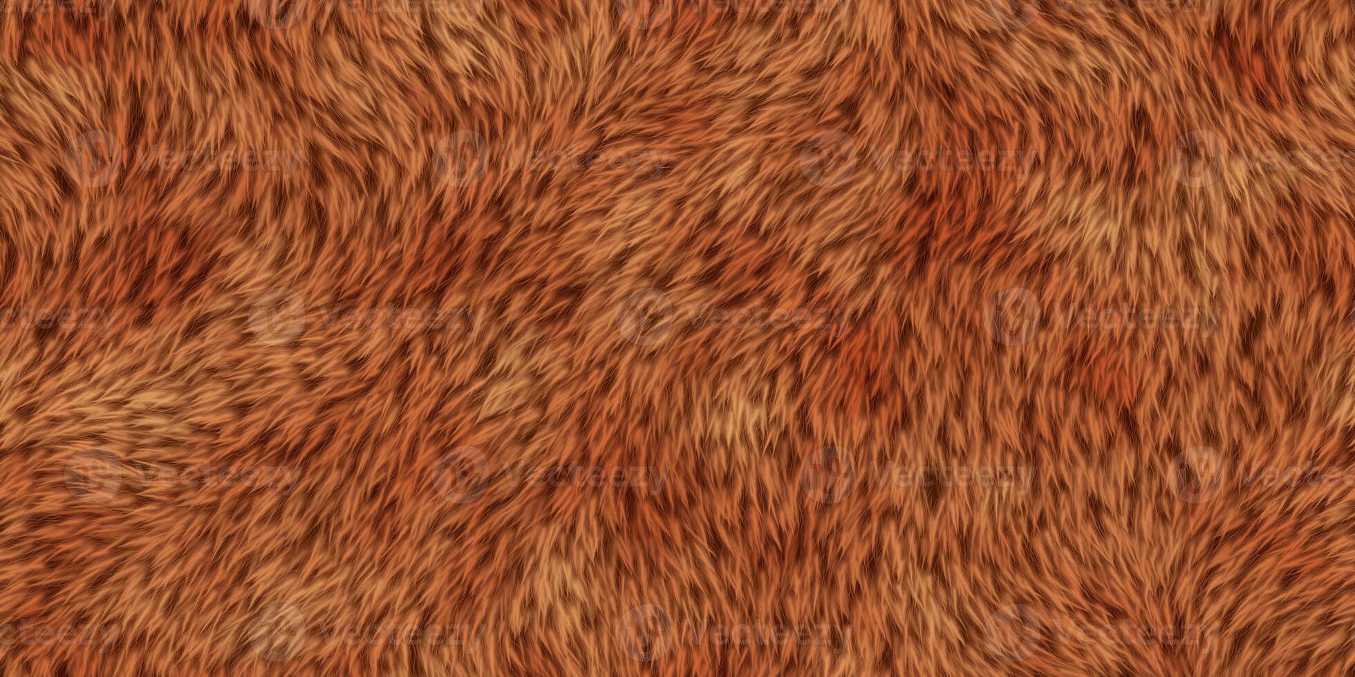 Red brown fox fuzzy fashion creative. Wool texture. Fur background. Warm surface. Hairy pattern. Furry backdrop. Wild animal design. photo