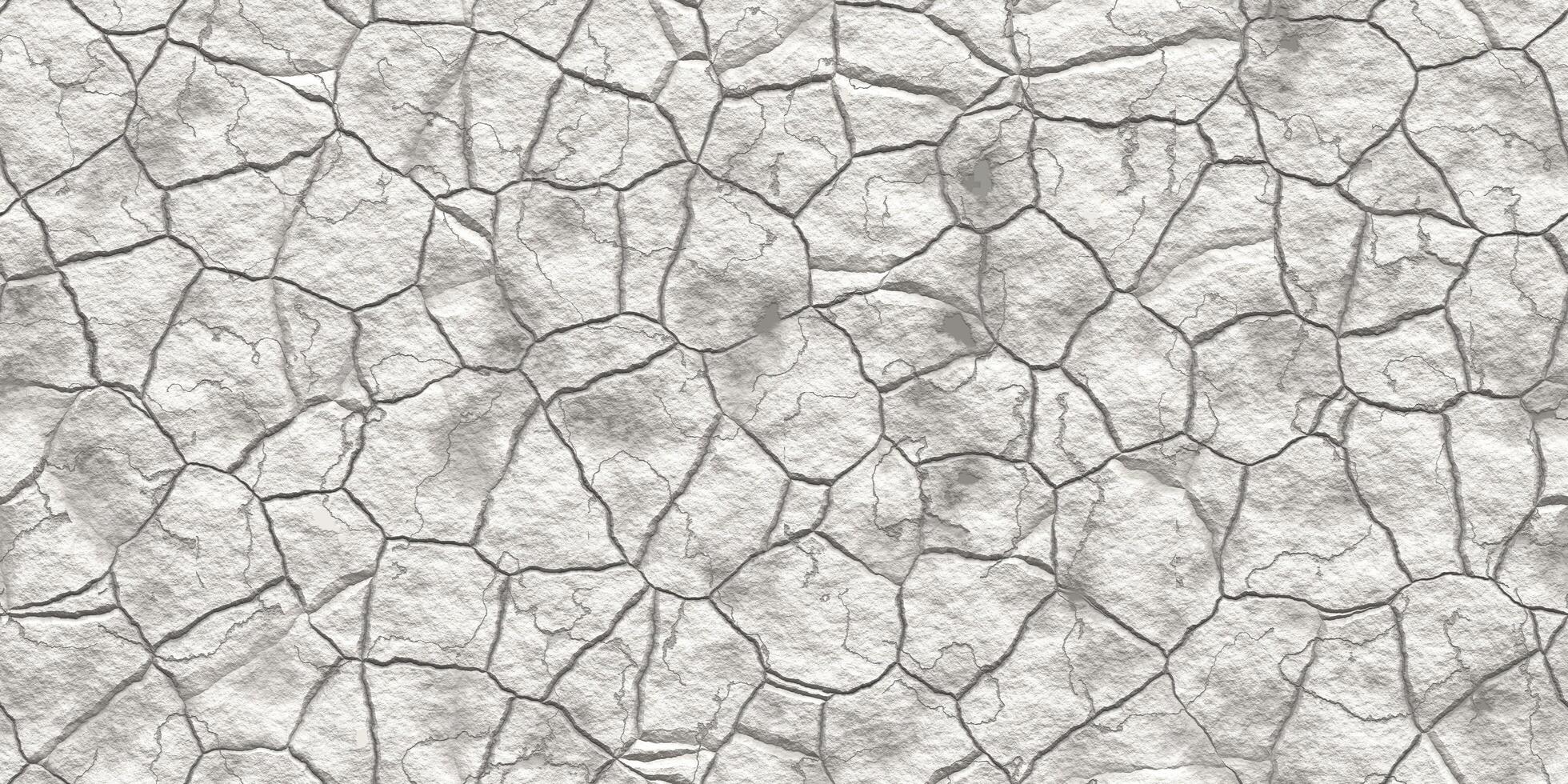 White ecology terrain backdrop. Summer desert cracks surface. Hot grunge weather climate pattern. Cracked ground texture. Dry land background. photo