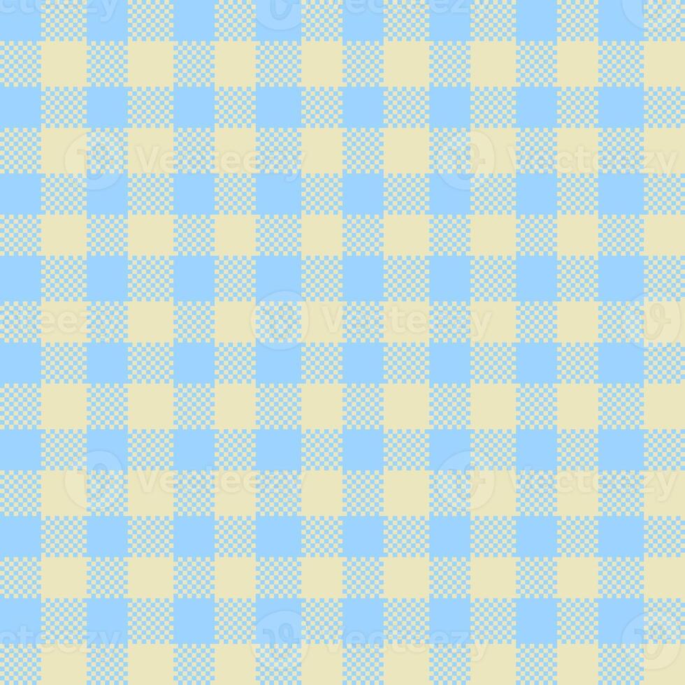Gingham Pattern. Seamless light sky blue wheat yellow classic checkered pattern. Good for belts, bags, scarves, ties, shawls and other accessories. photo