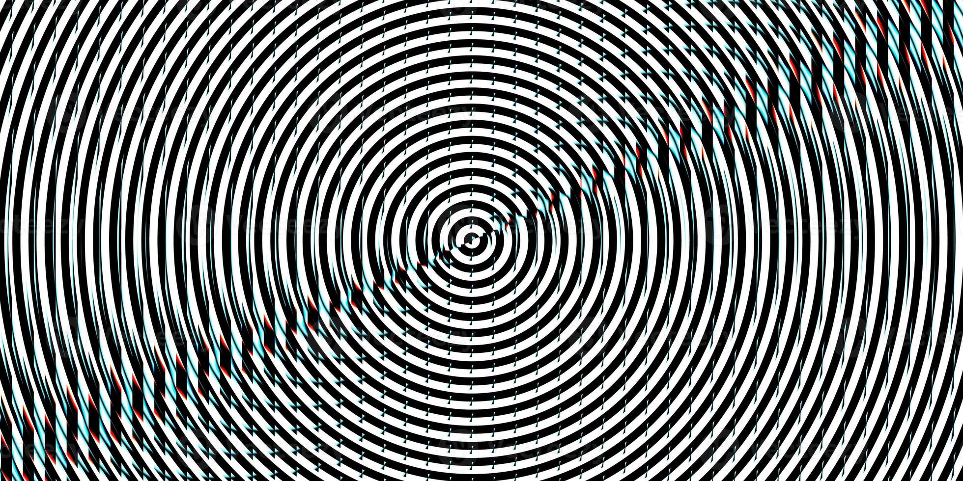 Striped black and white circles fresnel lens pattern. Spotlight glass art texture. Projector lens background creative. Searchlight screen optical. Lamp flare glow. photo