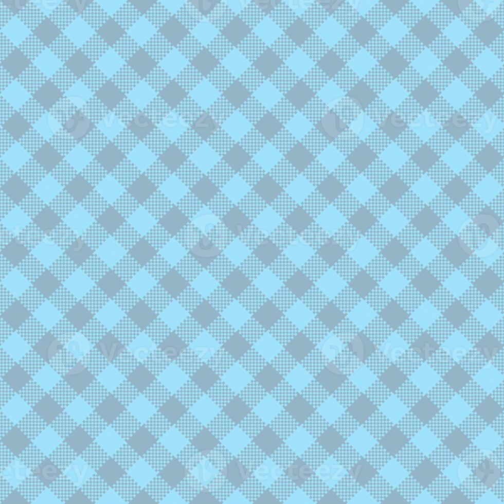 Gingham Pattern. Seamless pale turquoise blue dark gray two-color diagonal check pattern. Good for shirts, blouses, dresses. photo