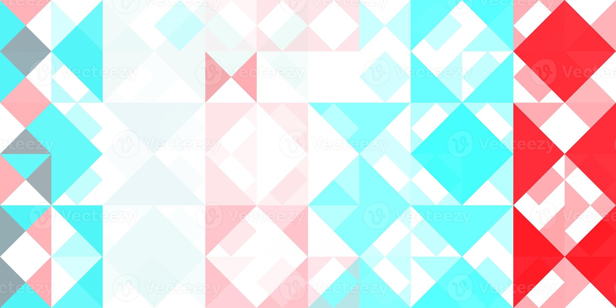 Geometric background pattern. Red blue pink white. Seamless chaotic usual forms multicolor geometric modernism style. photo