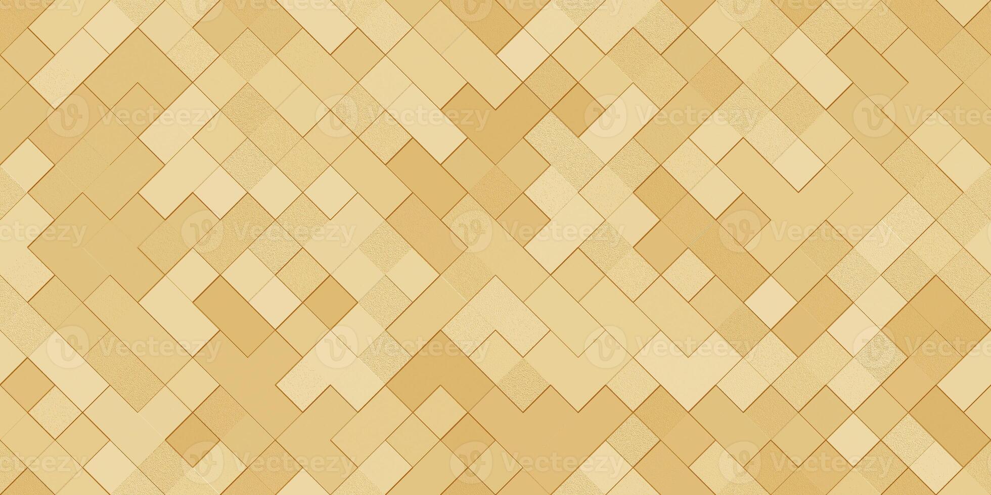 Seamless Decorative Metallic Brass Squares Surface Pattern photo