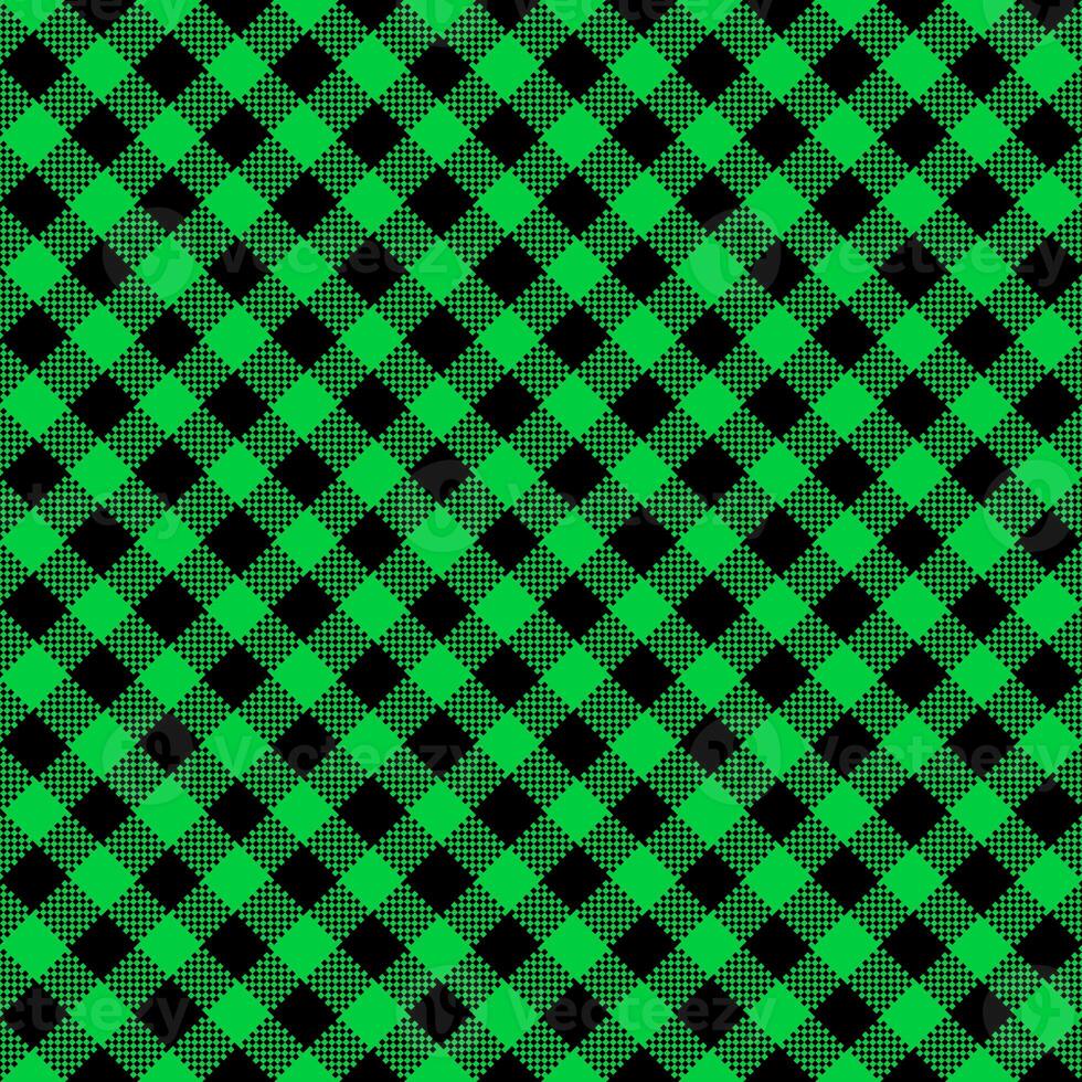 Gingham Pattern. Seamless green black classic diagonal check pattern. Good for towels, blankets, skirts, napkins, gift paper. photo