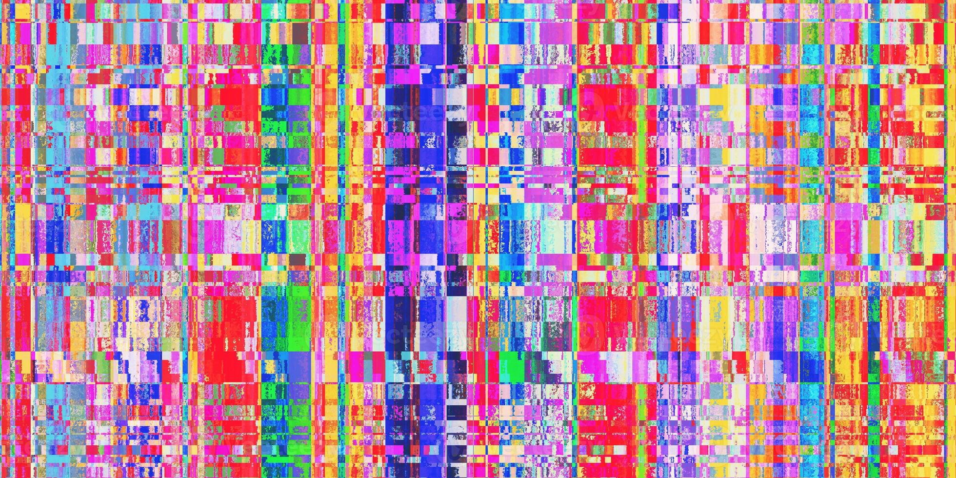 Multicolor Ribbed Metallic Distorted Geometric Surface. Abstract grunge pattern. Distortion Screen Texture. Colorful Noise Background. Glitch Art Backdrop. photo