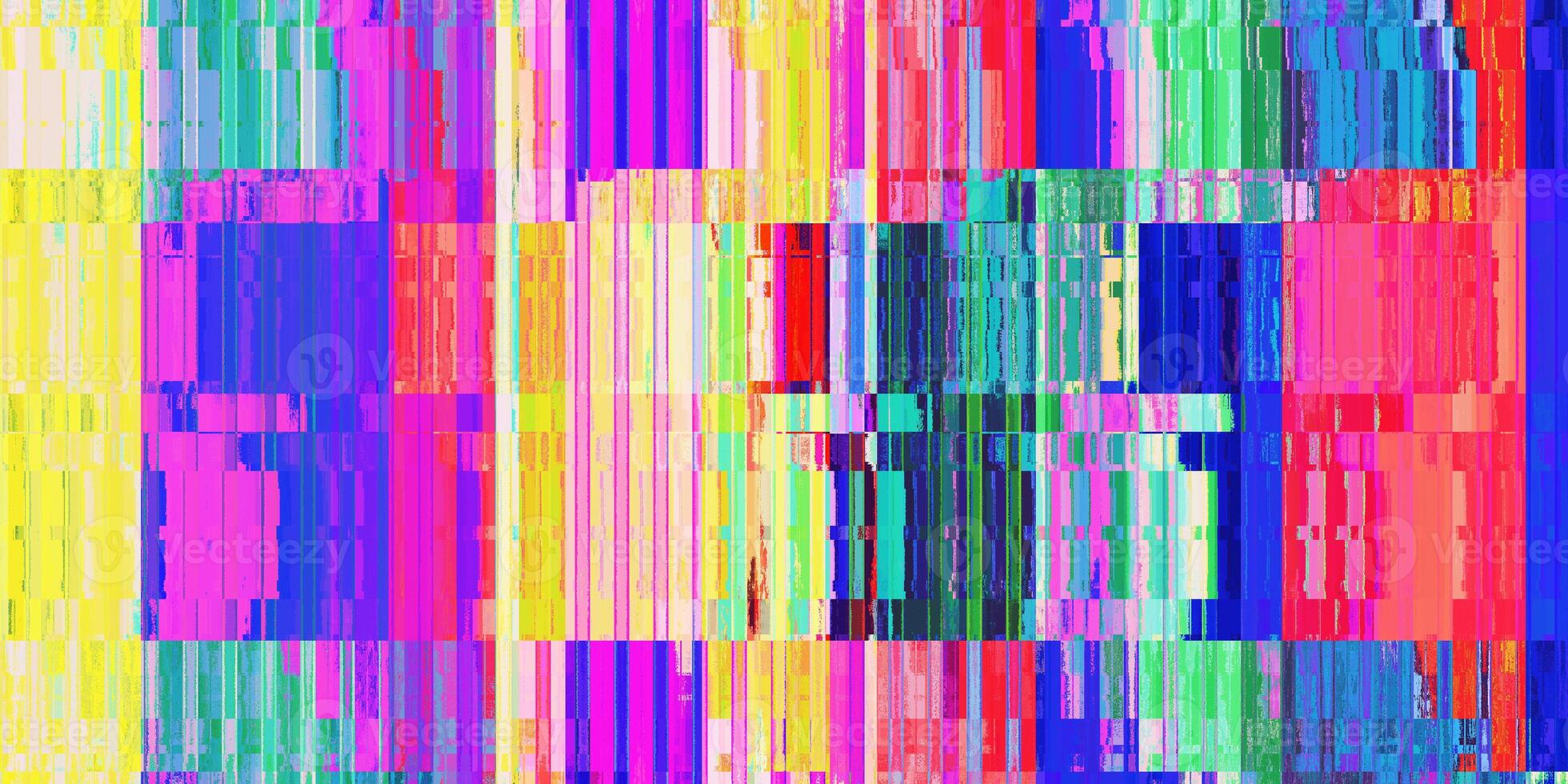 Colored Rustic fluted Distortion Screen Texture. Colorful Noise Background. Glitch Art Backdrop. Distorted Geometric Surface. Abstract grunge pattern. photo