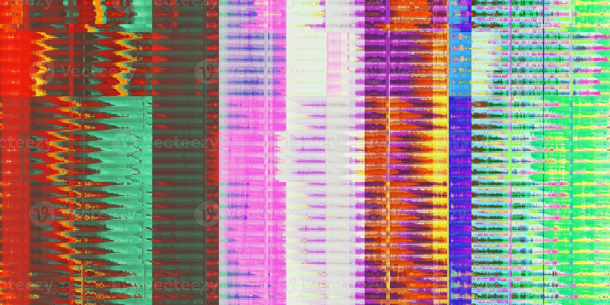 Multicolor Dark Wavy Colorful Noise Background. Glitch Art Backdrop. Distorted Geometric Surface. Abstract grunge pattern. Distortion Screen Texture. photo