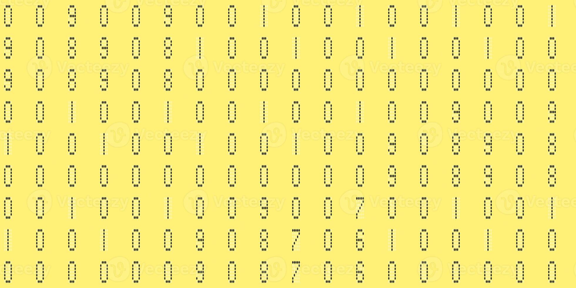 Yellow electronic Numbers Background. Cyberspace texture. Numeric binary creative surface. Numeral tech design backdrop. Abstract display digit pattern. photo