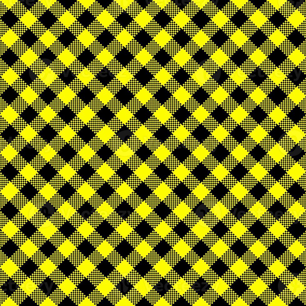 Gingham Pattern. Seamless yellow black two-color diagonal check pattern. Good for shirts, blouses, dresses. photo