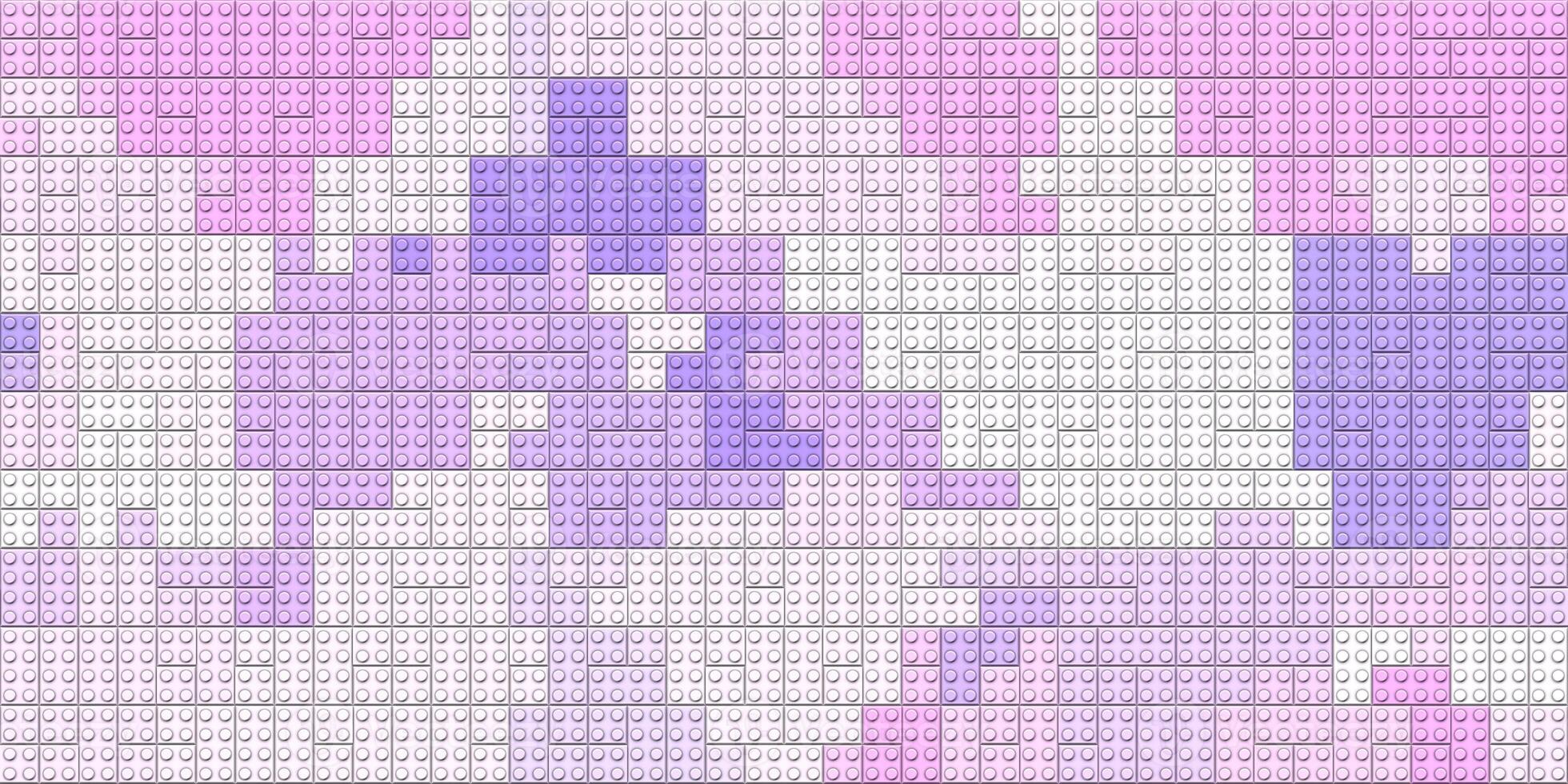 Purple violet white happy creative child puzzle surface design. Plastic building blocks background. Toy bricks texture. Colored plastic pieces backdrop. Colorful brick block toys pattern. Like Lego. photo
