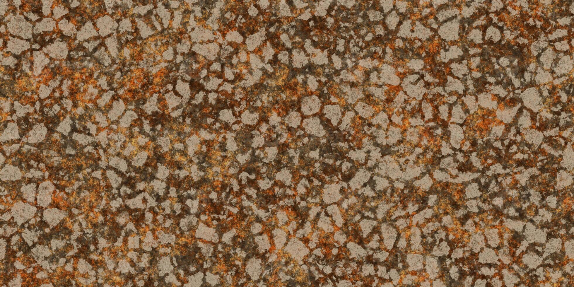 Ecology meadow terrain seamless backdrop. Summer desert with mossy cracks surface. Hot grunge weather climate pattern. Cracked ground with moss texture. Dry land with grass background. photo