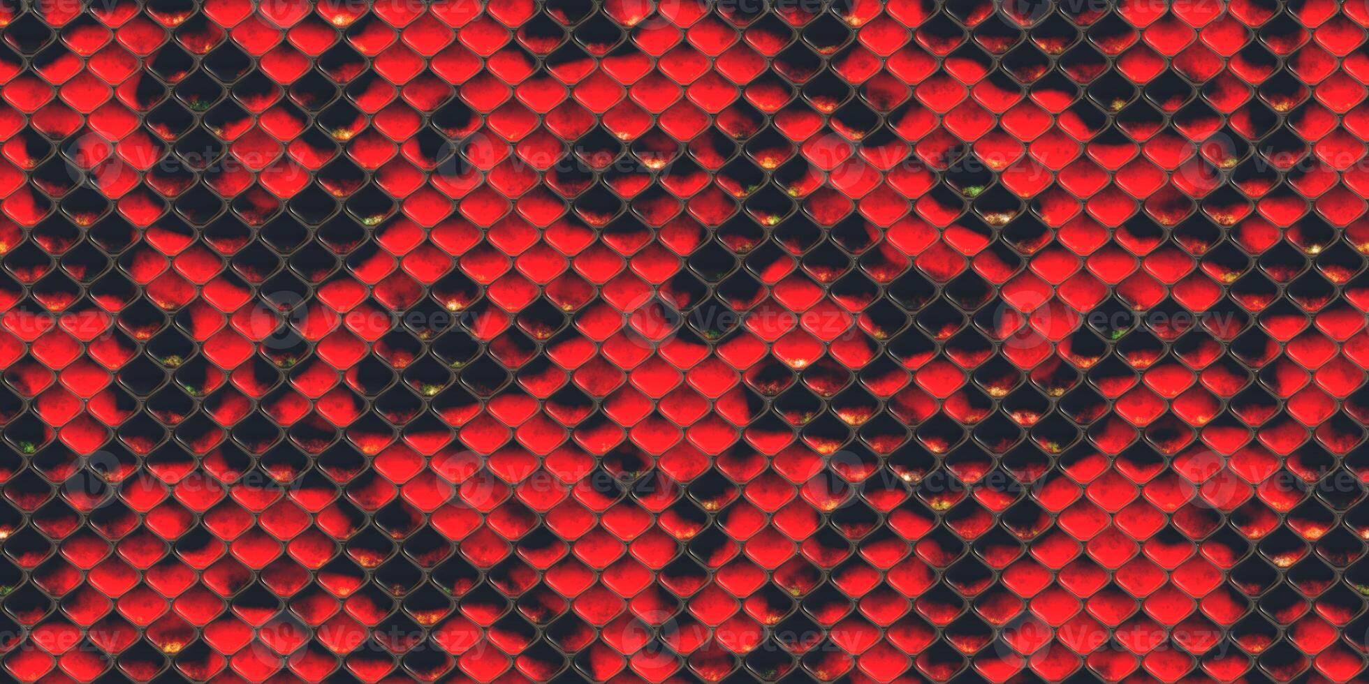 Red black reptilian scale pattern. Snakeskin surface. Dangerous wildlife backdrop. Snake leather seamless textures. Reptile skin background. photo