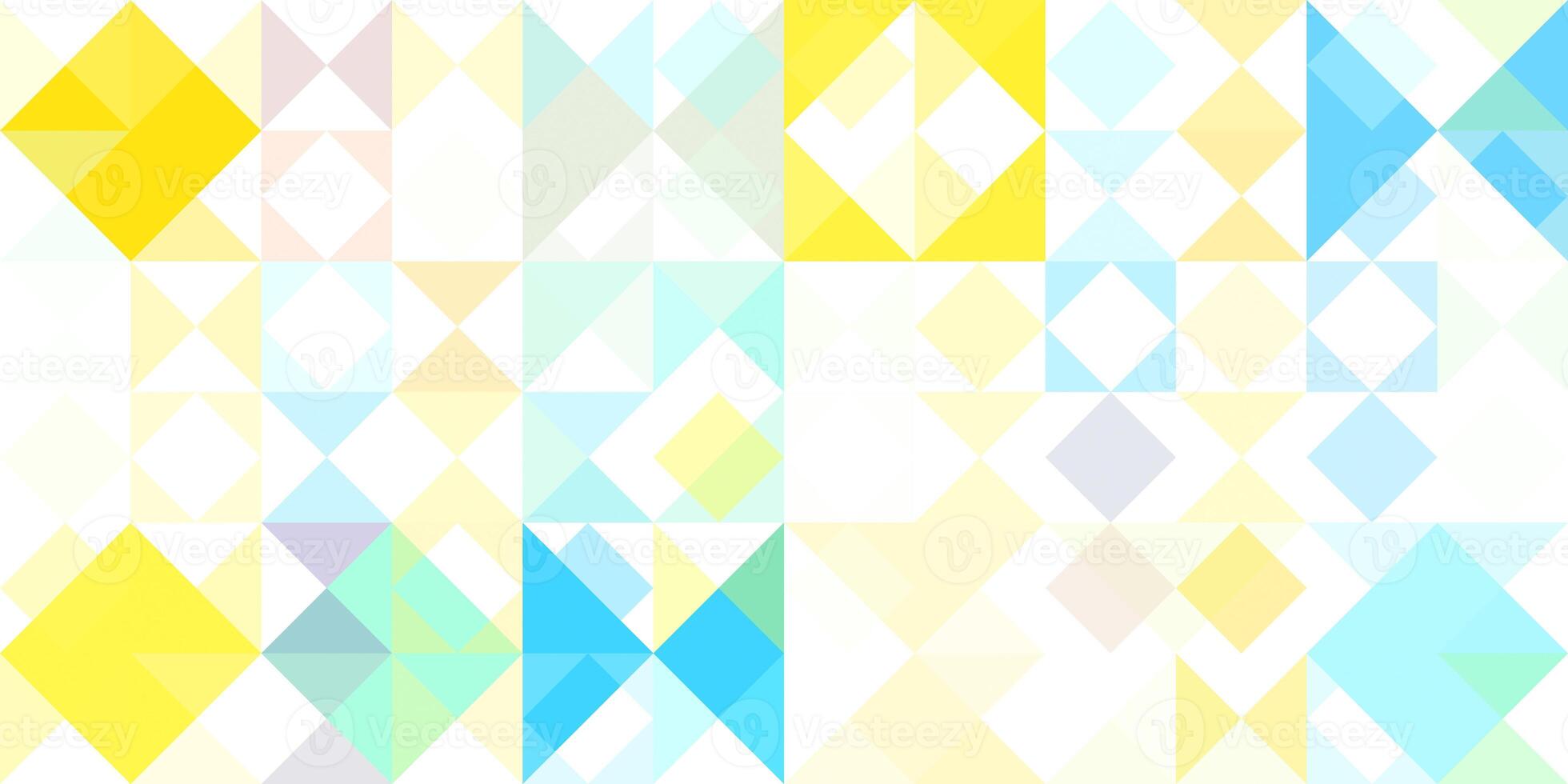 Geometric background pattern. Yellow blue white. Seamless chaotic random forms colored geometric modernism style. photo