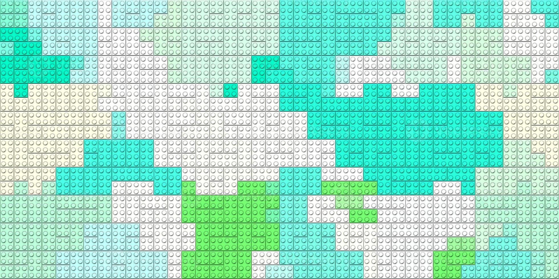 Green turquoise white colored plastic pieces backdrop. Colorful brick block toys pattern. Happy creative child puzzle surface design. Plastic building blocks background. Toy bricks texture. Like Lego. photo