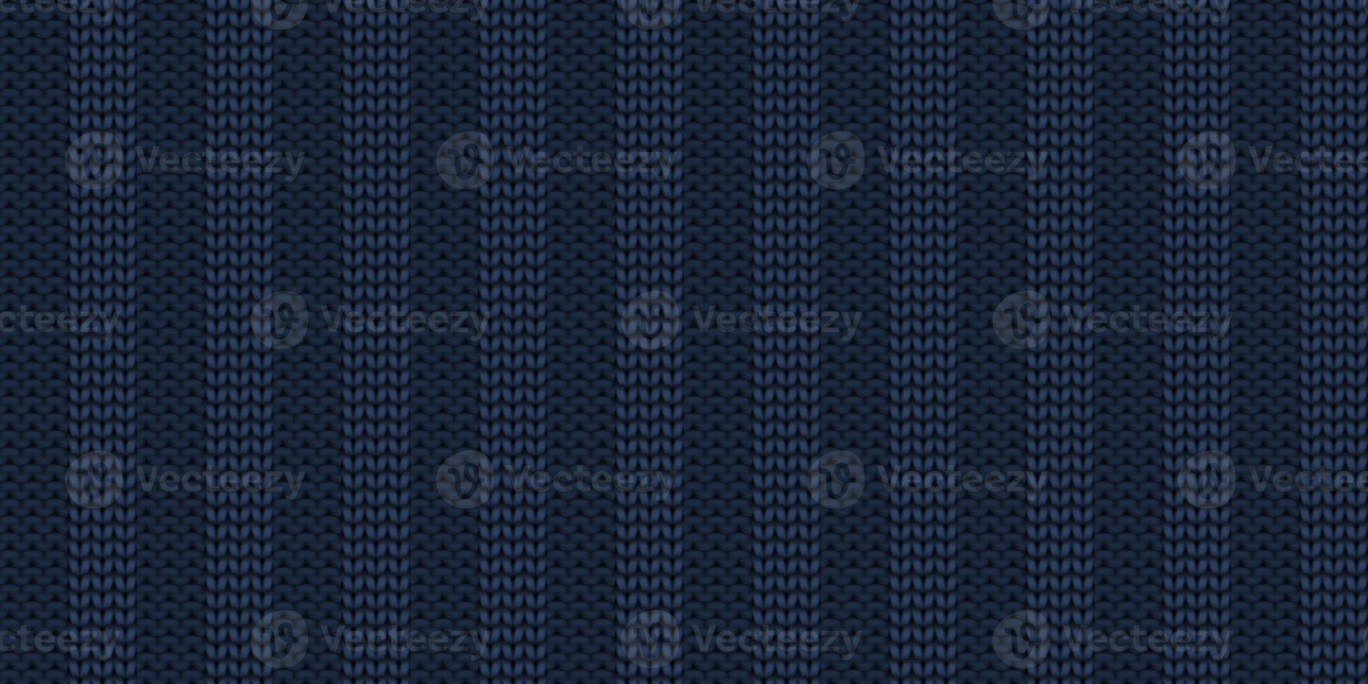 Dark blue striped knitted clothes fabric surface pattern. Knitwear lined material backdrop. Knitting wear textile background. Seamless knit texture. photo
