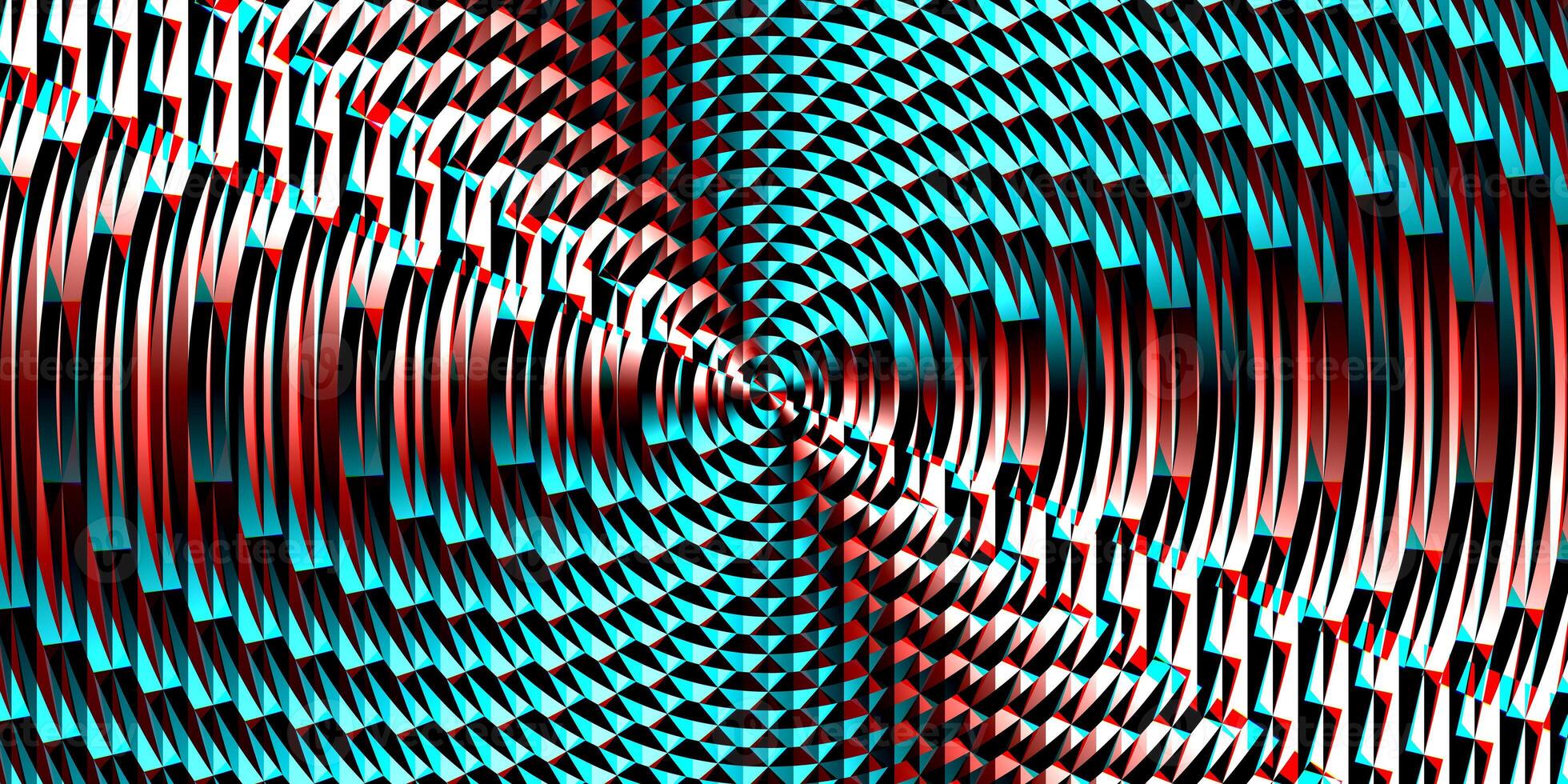 Red blue striped circles spotlight glass art texture. Projector lens background creative. Searchlight screen optical. Lamp flare glow. Fresnel lens pattern. photo