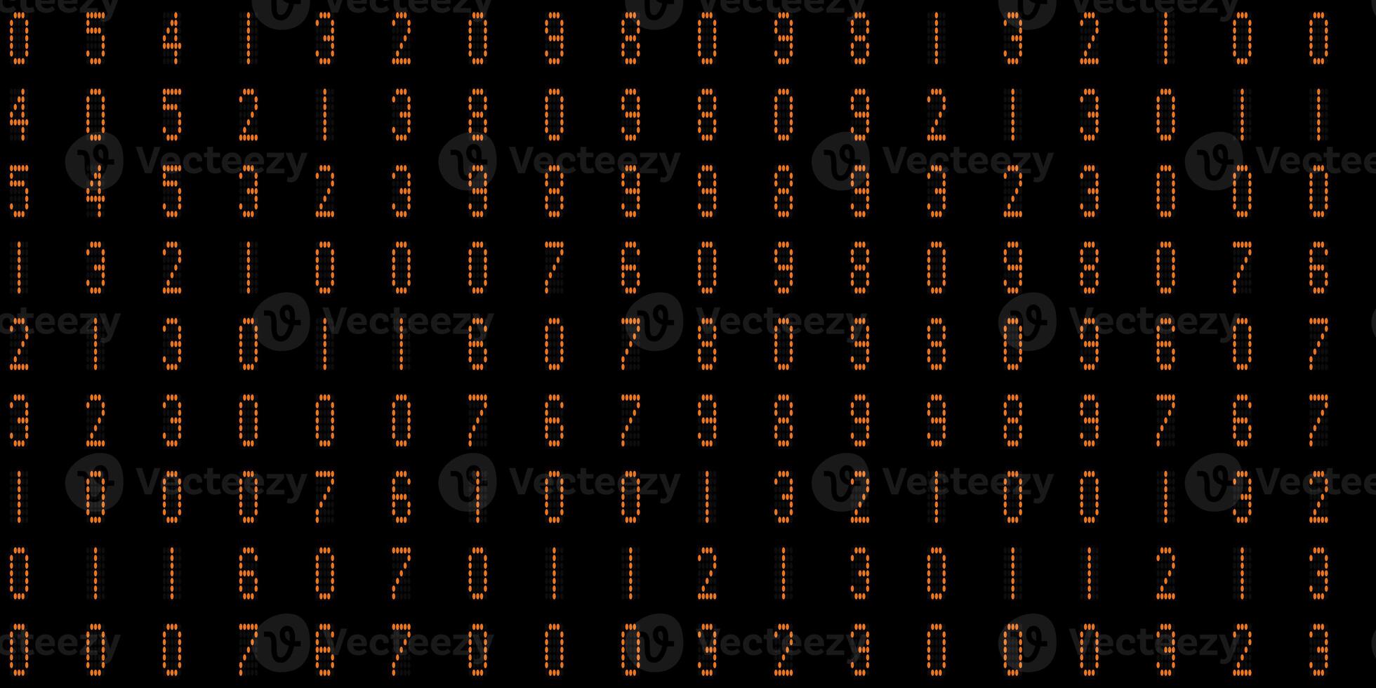 Orange electronic Numbers Background. Cyberspace texture. Numeric binary creative surface. Numeral tech design backdrop. Abstract display digit pattern. photo