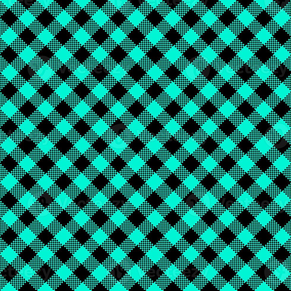 Gingham Pattern. Seamless black turquoise colorful diagonal checkered pattern. Good for plaid, tablecloths, clothes, dresses, paper, bed linen. photo