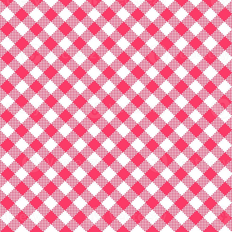 Gingham Pattern. Seamless white pink two-color diagonal check pattern. Good for shirts, blouses, dresses. photo