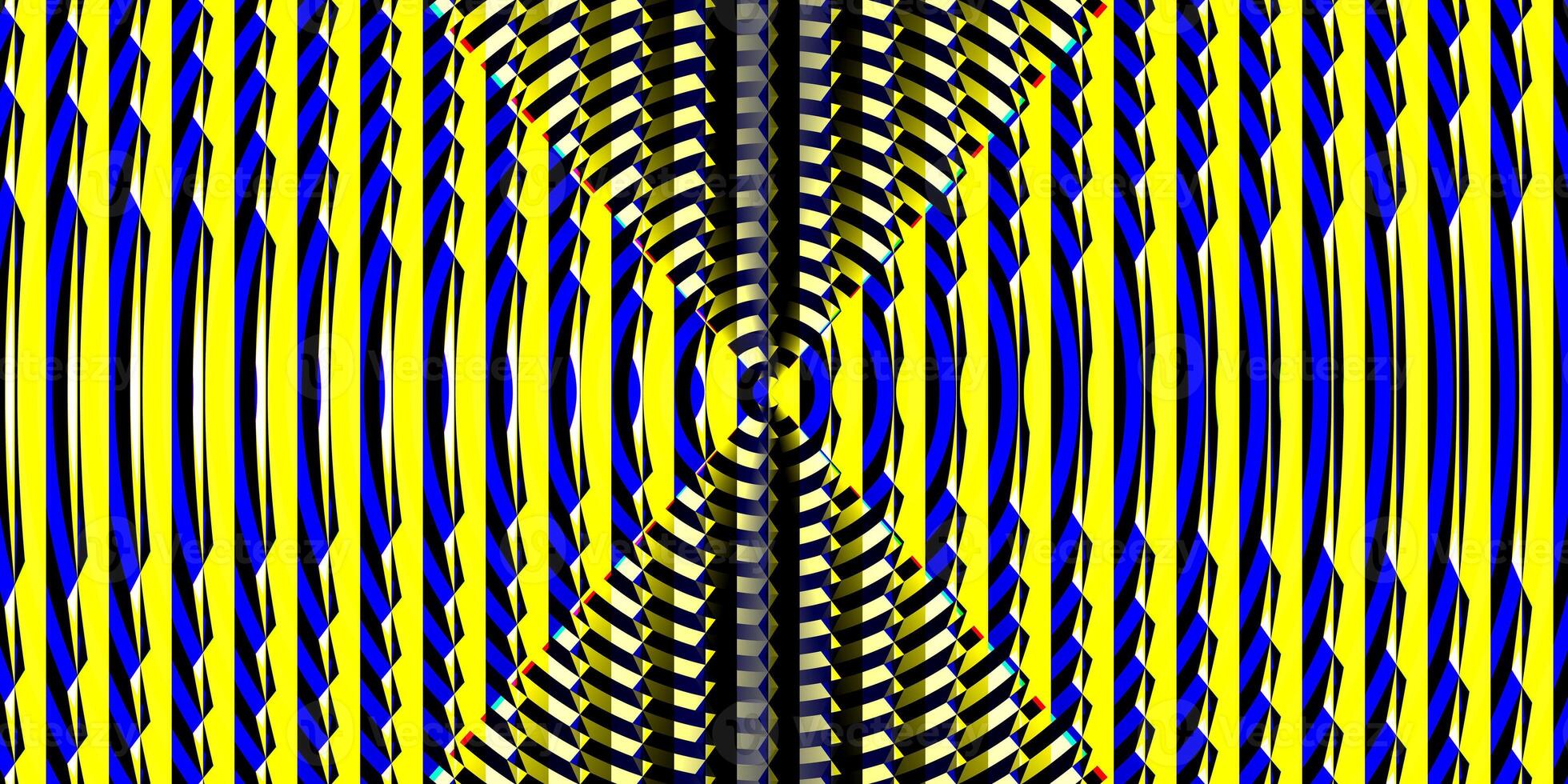Yellow blue striped circles spotlight glass art texture. Projector lens background creative. Searchlight screen optical. Lamp flare glow. Fresnel lens pattern. photo