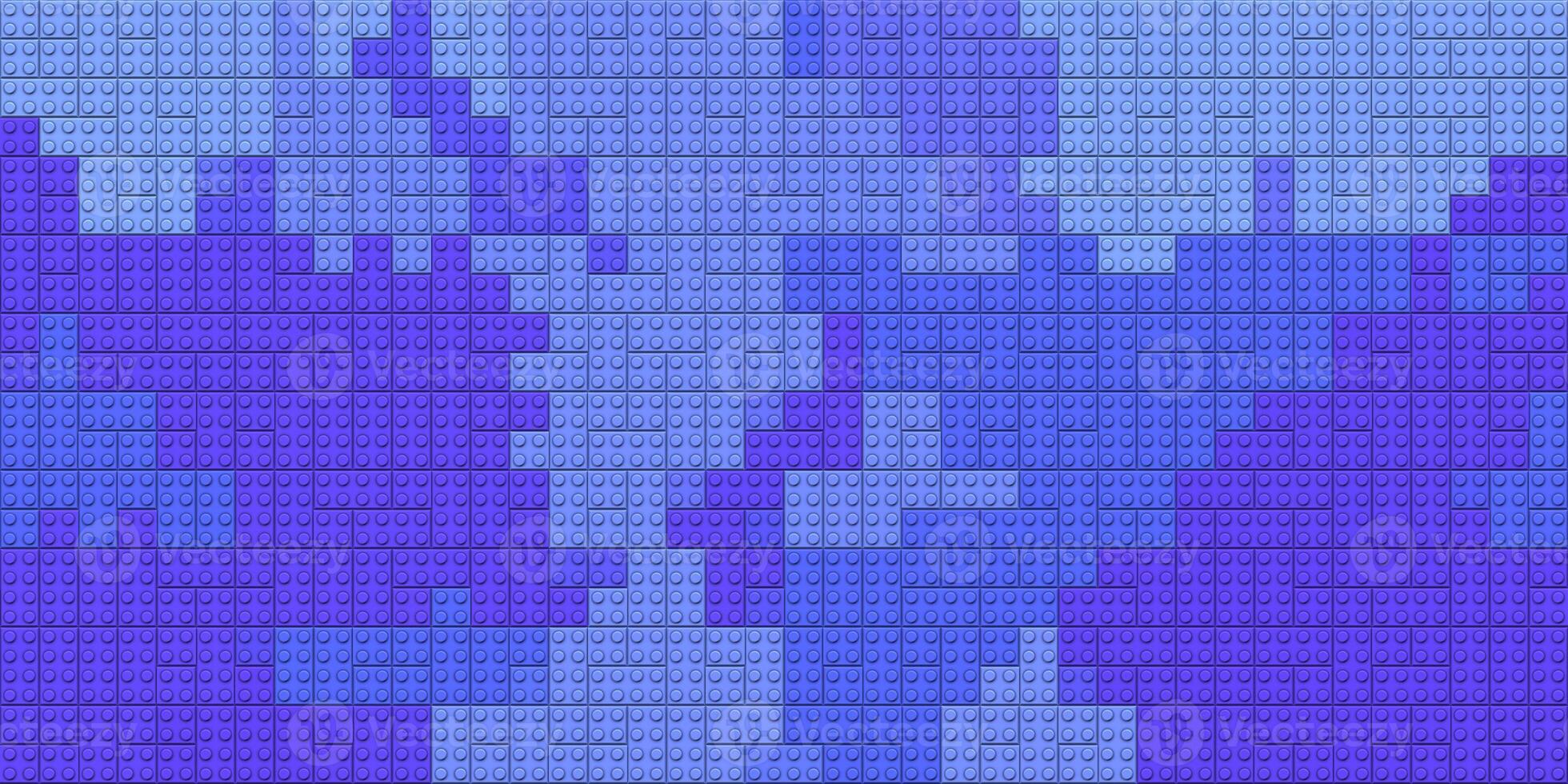 Blue colorful brick block toys pattern. Happy creative child puzzle surface design. Plastic building blocks background. Toy bricks texture. Colored plastic pieces backdrop. Like Lego. photo