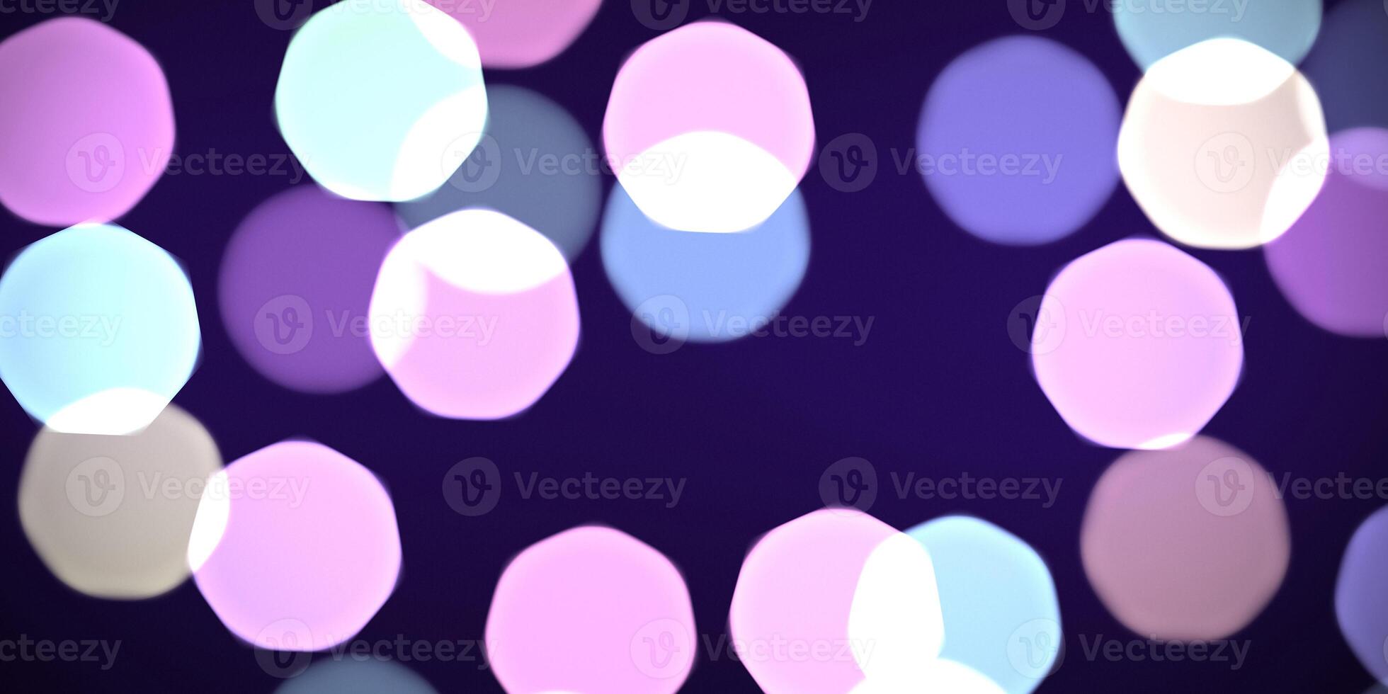 Purple bokeh background. Blurred colored texture. Happy color love creative backdrop. Bright glowing colorful pattern. Defocused sweet design. photo
