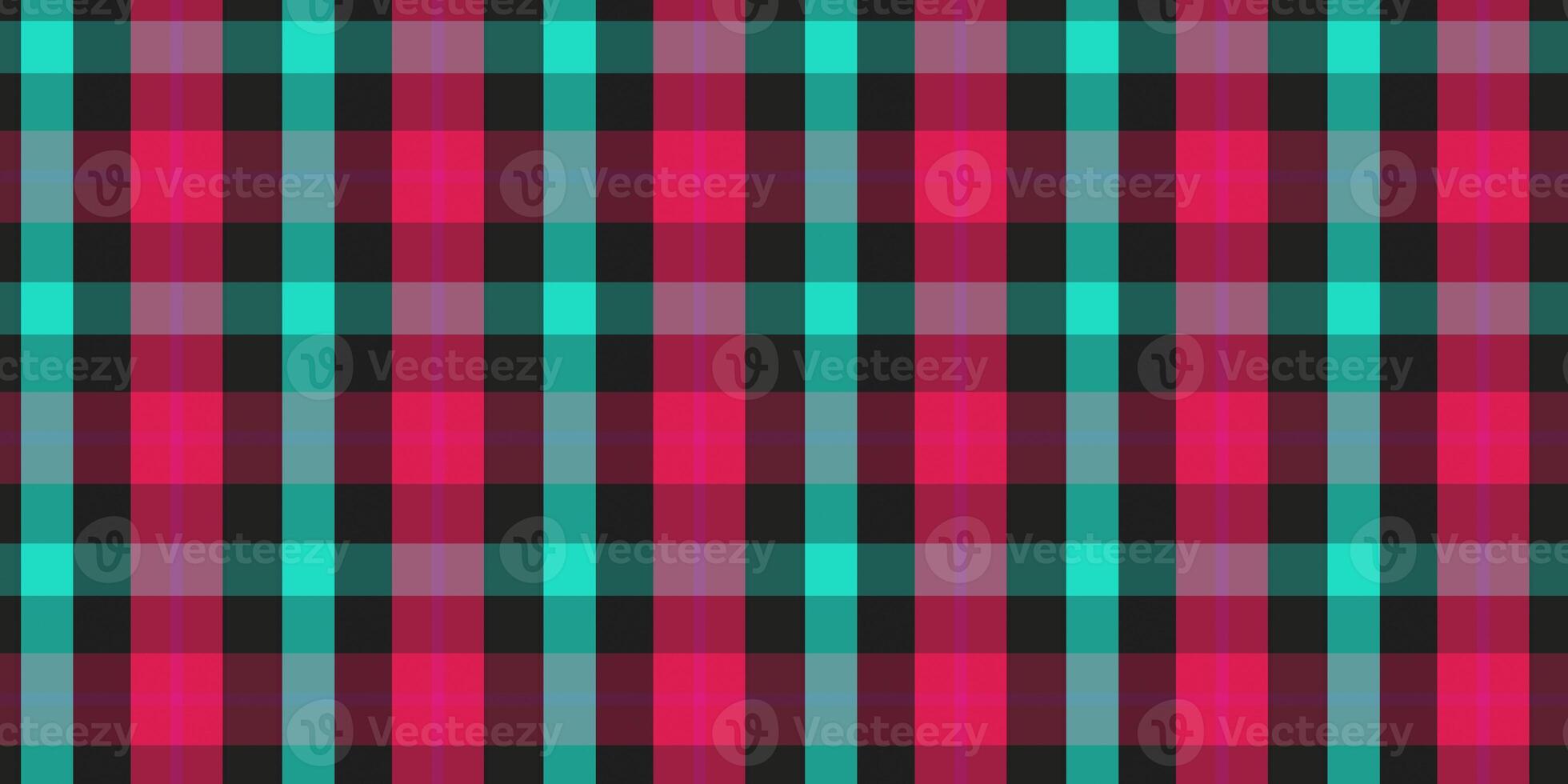 Turquoise pink woolen cotton wear textile background. Seamless flannel texture. Fustian clothes fabric surface pattern. Checkered material backdrop. photo