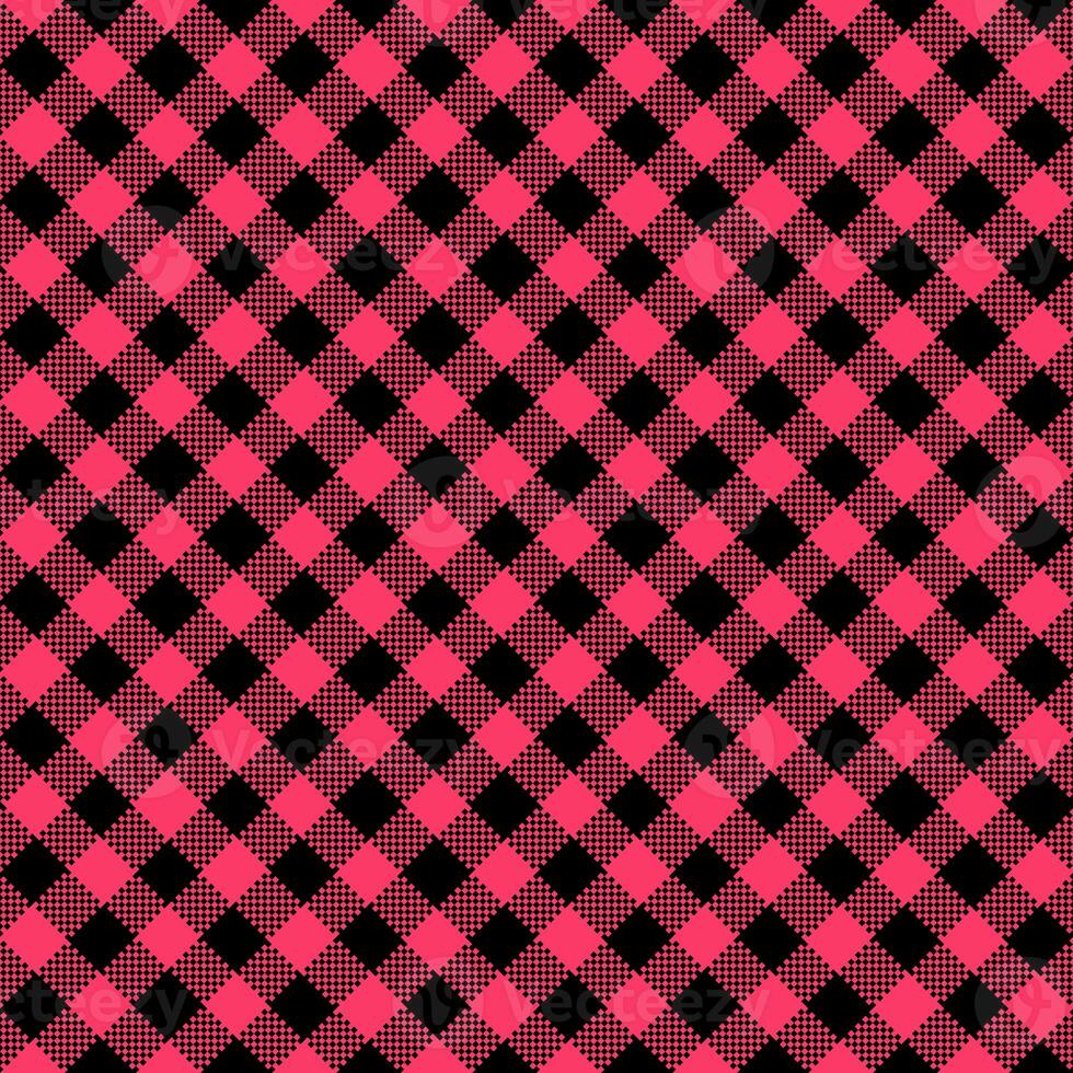 Gingham Pattern. Seamless black pink classic diagonal check pattern. Good for towels, blankets, skirts, napkins, gift paper. photo
