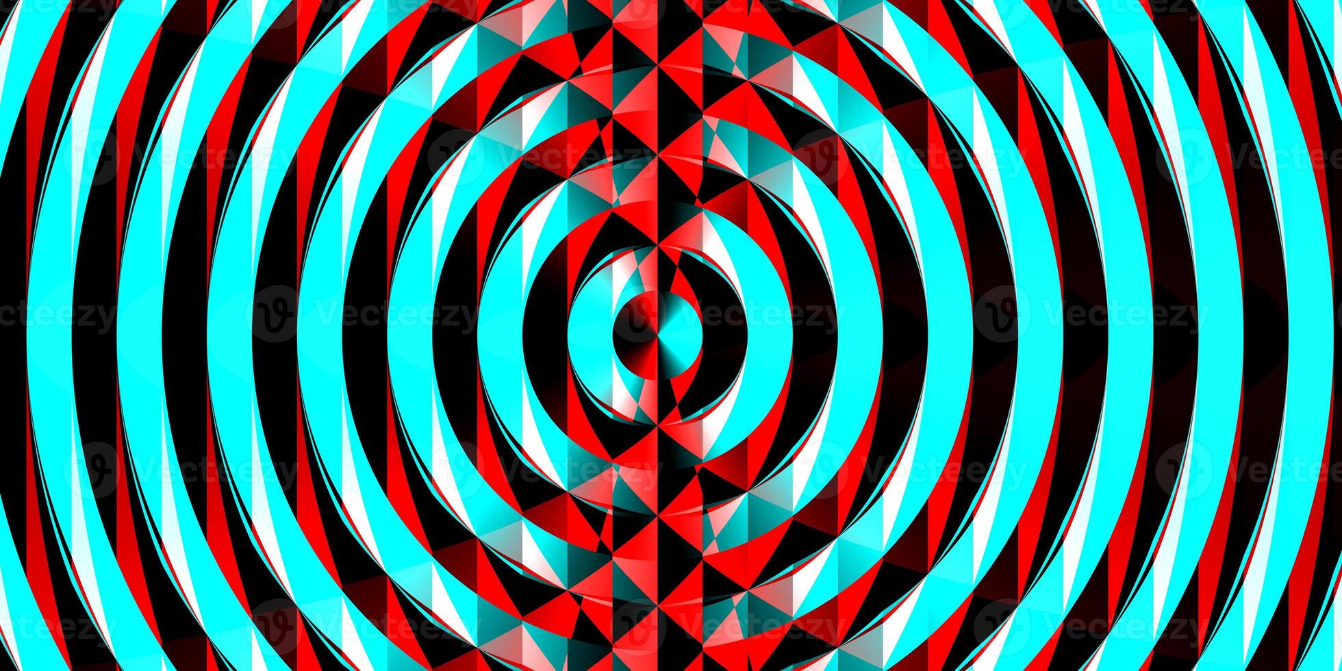 Blue red striped circles lamp flare glow. Fresnel lens pattern. Spotlight glass art texture. Projector lens background creative. Searchlight screen optical. photo