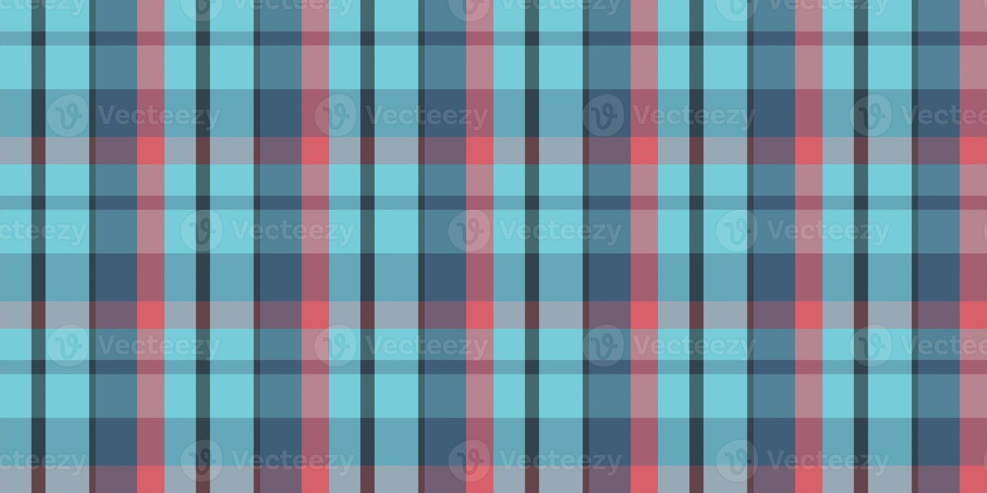 Blue pink fustian clothes fabric surface pattern. Checkered material backdrop. Woolen cotton wear textile background. Seamless flannel texture. photo