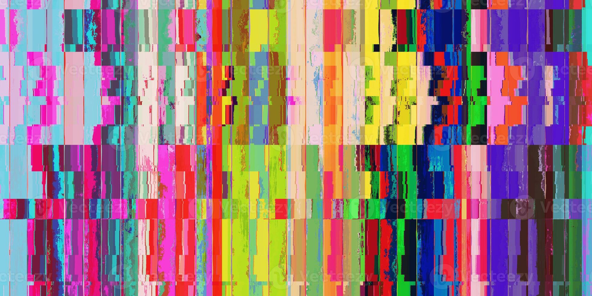 Colored Wavy Iron Glitch Art Backdrop. Distorted Geometric Surface. Abstract grunge pattern. Distortion Screen Texture. Colorful Noise Background. photo